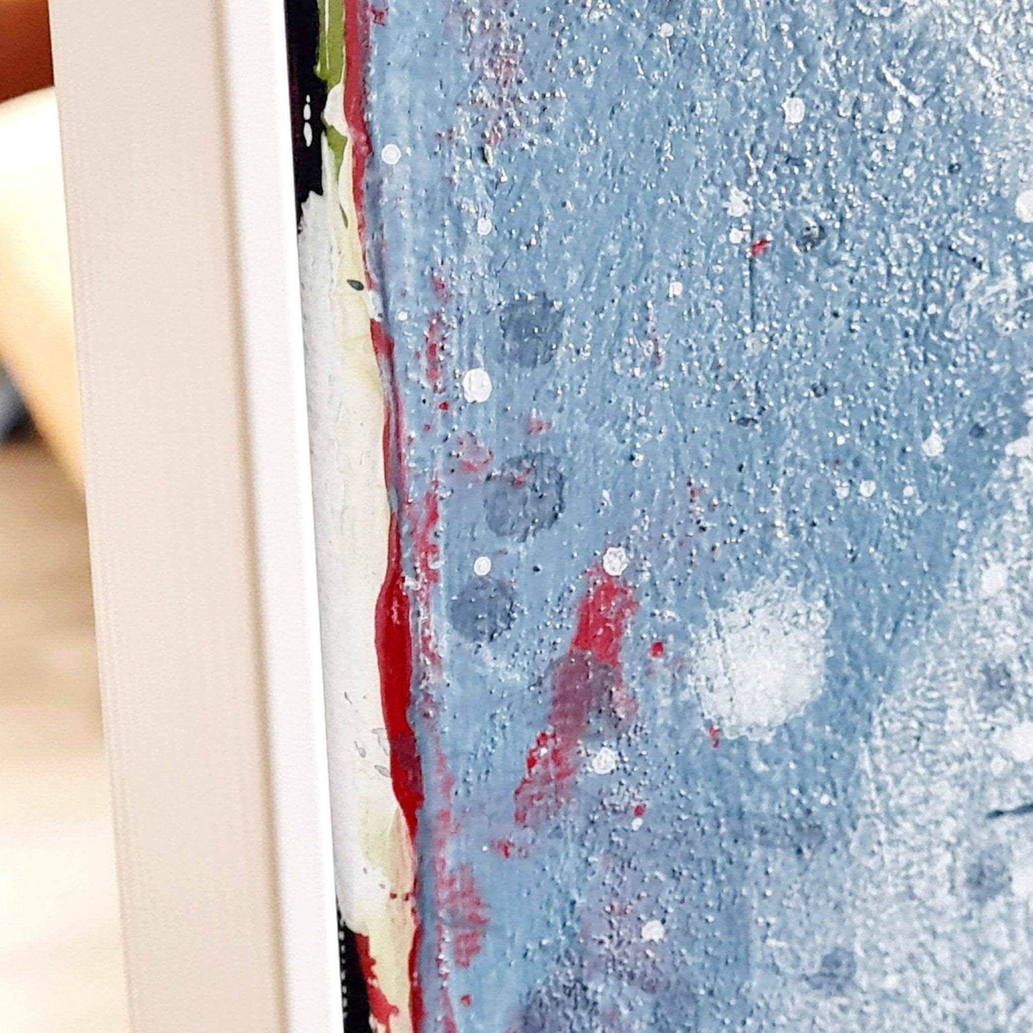 Blaues xxl Bild Morgentau – sofort versandbereites Leinwandbild in nan, großes Kunstwerk für moderne Wohnräume