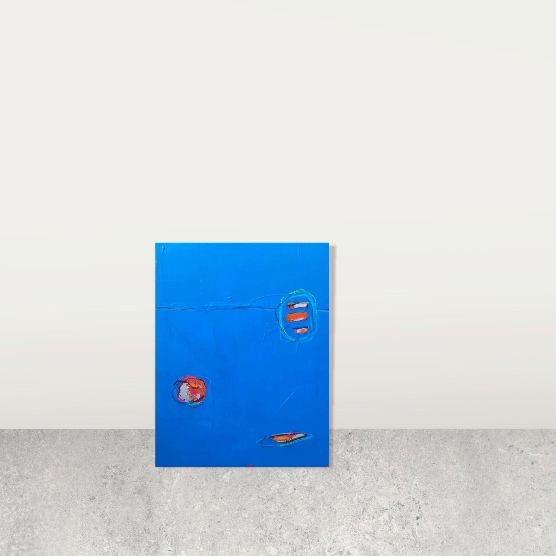  vorhandenes Unikat: Soup to go / 50 x 40 cm / blau  abstrakte acrylbilder auf leinwand