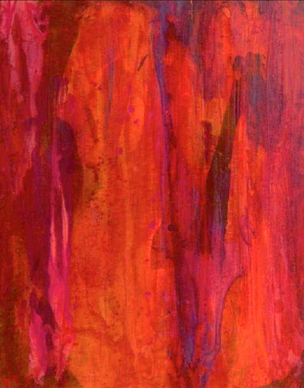 Abstraktes rotes Gemälde in Rot: Gebündelte Energie als kraftvolles Kunstwerk