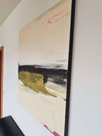 Abstraktes Gemälde in Beige und Olive – Kunst für hohe Räume und große Wände