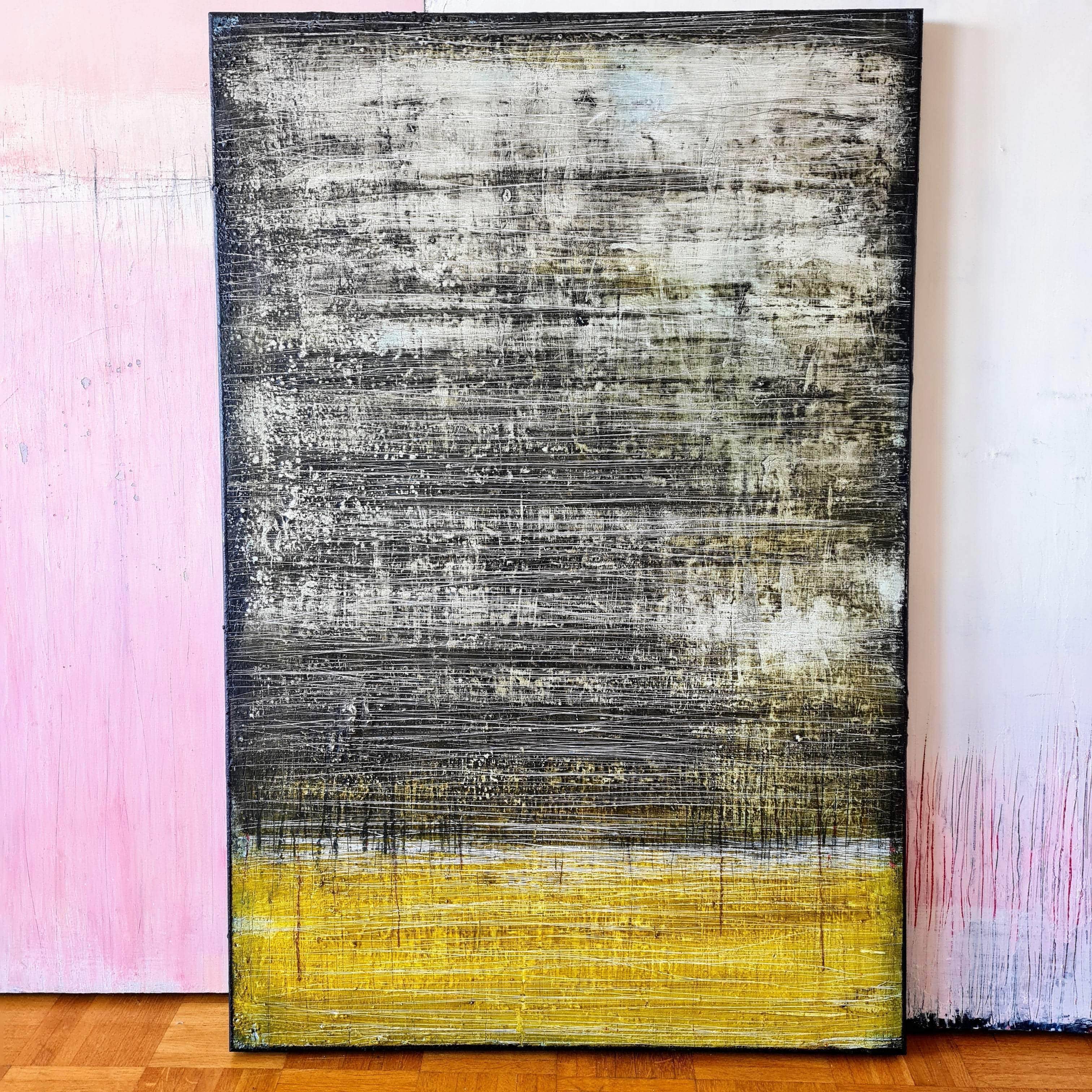 Personalisierte Auftragskunst und Gemälde: schwarz-gelbes-bild-modern – Kategorie: Originalgemälde – Hersteller: 