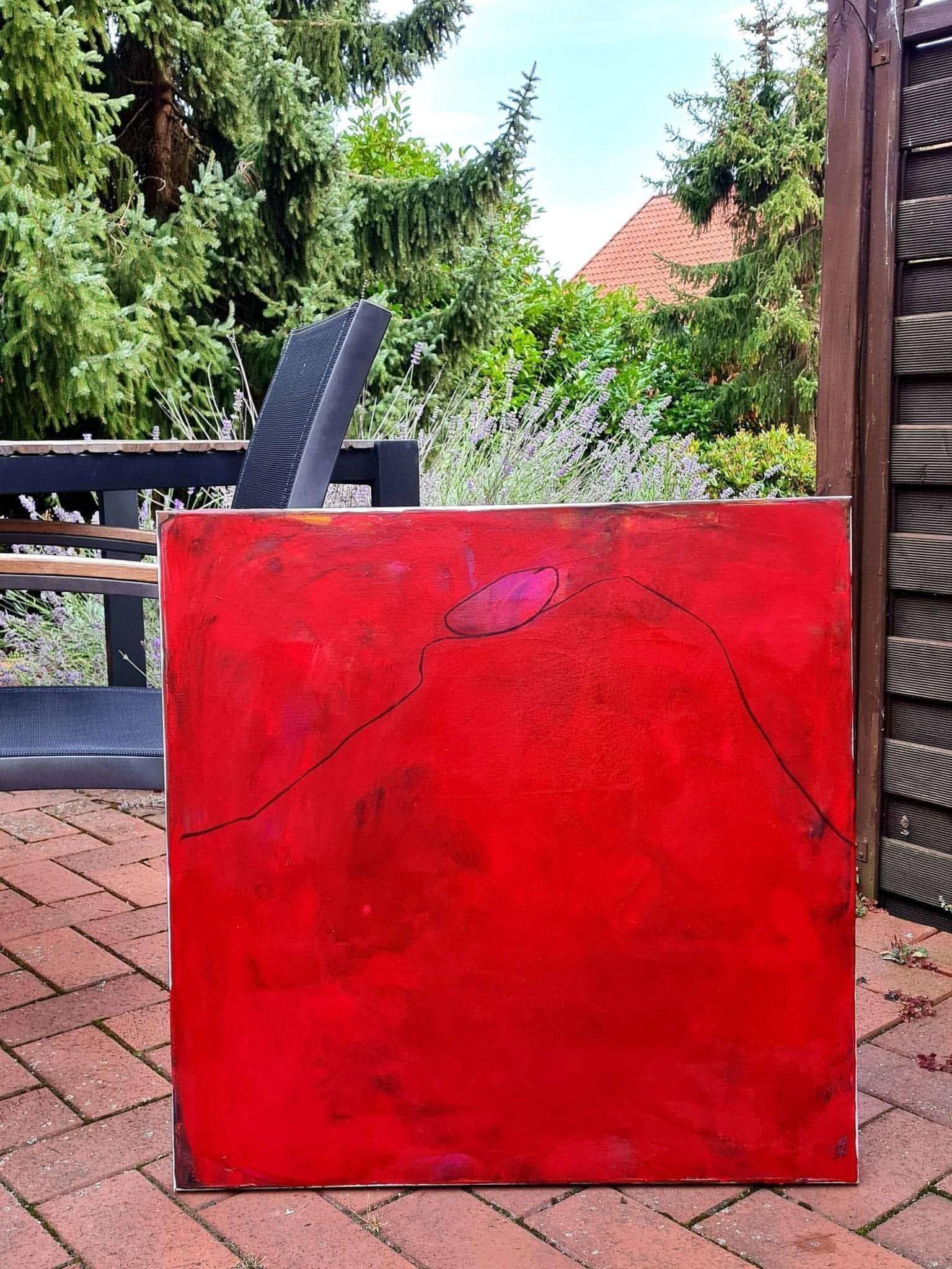 Abstraktes rotes Gemälde als Sinnbild für Ausgewogenheit Abstrakte Bilder & moderne Auftragsmalerei, abstrakte große bilder online kaufen, Auftrags Malere