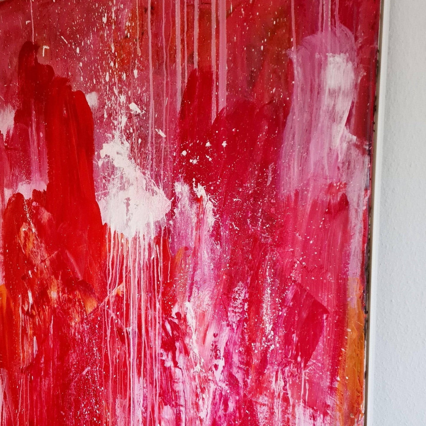 Rotes Kunstwerk für Treppenaufgang - Thema: Ideenrunde Abstrakte Bilder & moderne Auftragsmalerei, abstrakte große bilder online kaufen, Auftrags Malere