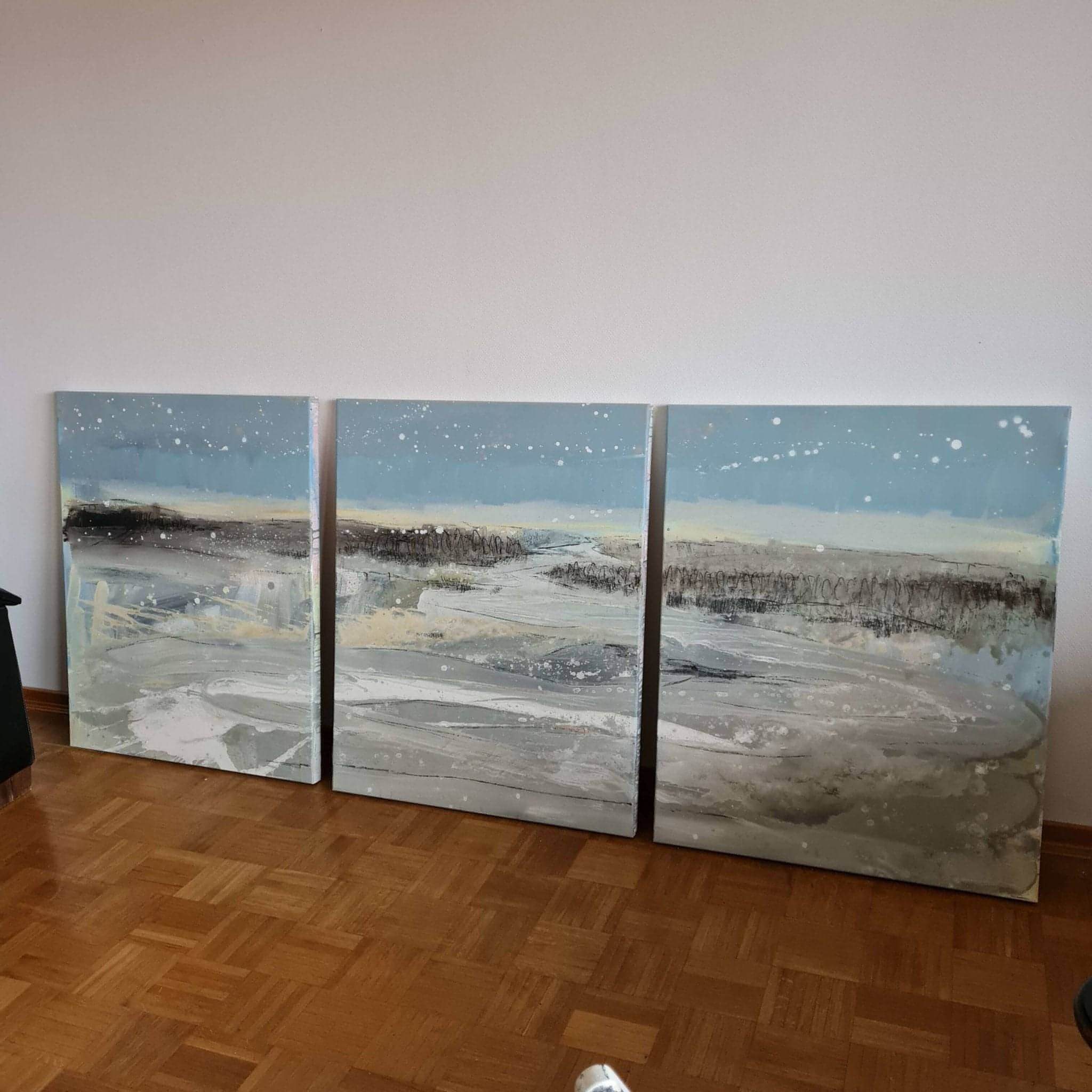 Abstraktes Gemälde – Schwedischer Landstreifen – Abstrakte Wandkunst über Sofa