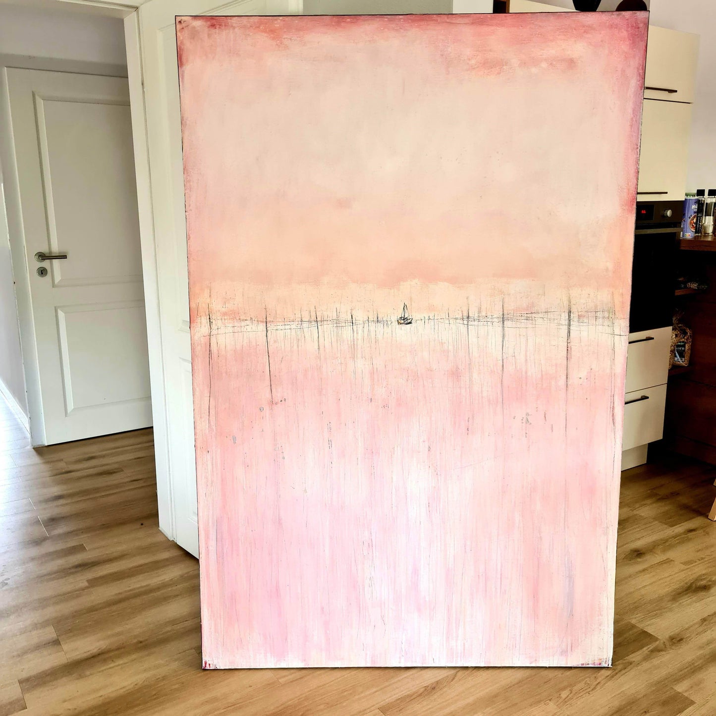  Traum vom Segelschein / 180 x 120 cm / rosa  abstrakte acrylbilder auf leinwand