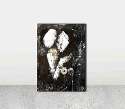 Schwarz-weiße Hommage: Kunstwerk reflektiert die Tiefe menschlicher Beziehungen Abstrakte Bilder & moderne Auftragsmalerei, abstrakte große bilder online kaufen, Auftrags Malere