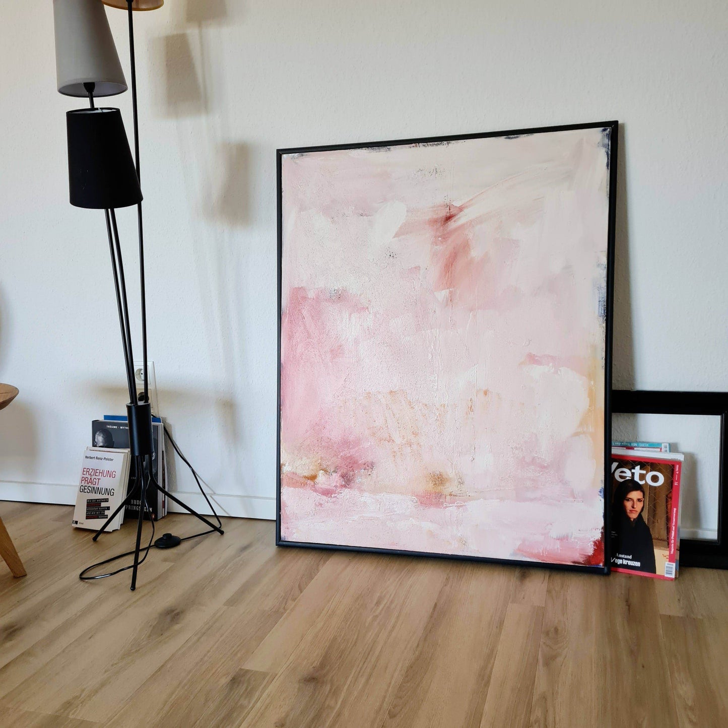 Individuelles Kunstwerk - Sanftes Rosa-Weißes Bild auf Bestellung Abstrakte Bilder & moderne Auftragsmalerei, abstrakte große bilder online kaufen, Auftrags Malere