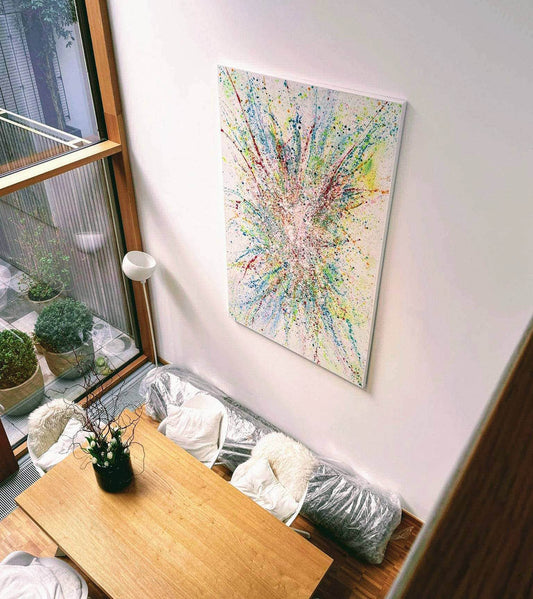 abstraktes gesprenkeltes acrylbild modern abstract art 220 x 130 cm,abstrakte große Leinwandbilder abstrakte Bilder kaufen ,
