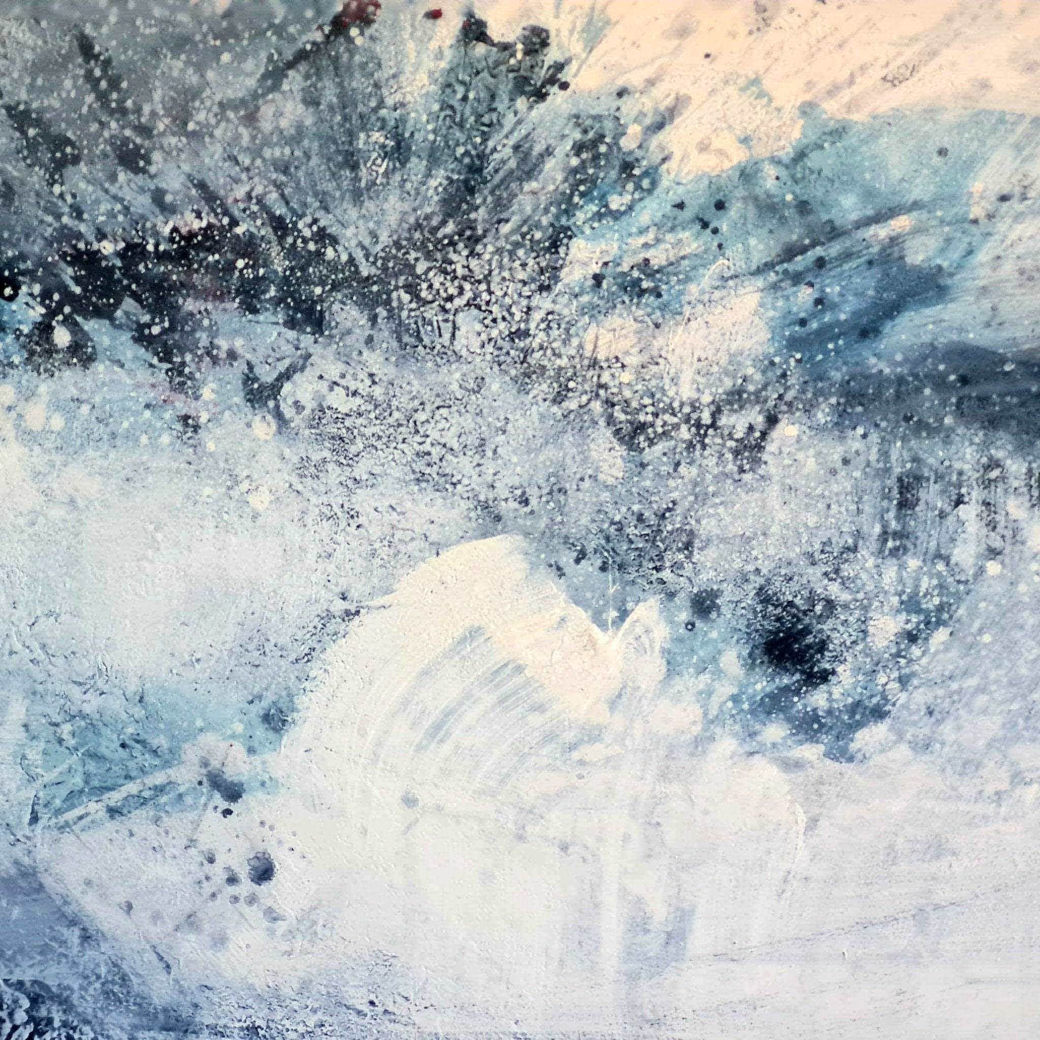 Blaues xxl Bild Morgentau – sofort versandbereites Leinwandbild in nan, großes Kunstwerk für moderne Wohnräume