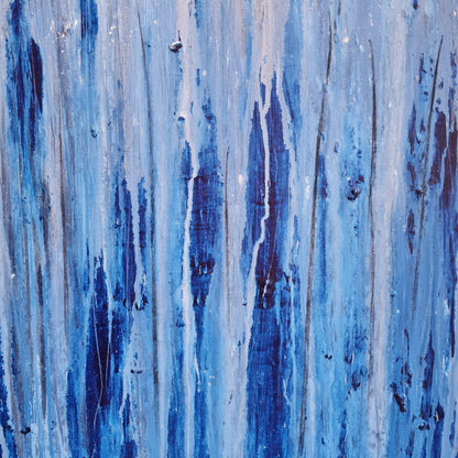blau weißes Bild - Kratztechnik als Auftragsbild auf 100 x 70 cm Leinwand Abstrakte Bilder & moderne Auftragsmalerei, abstrakte große bilder online kaufen, Auftrags Malere