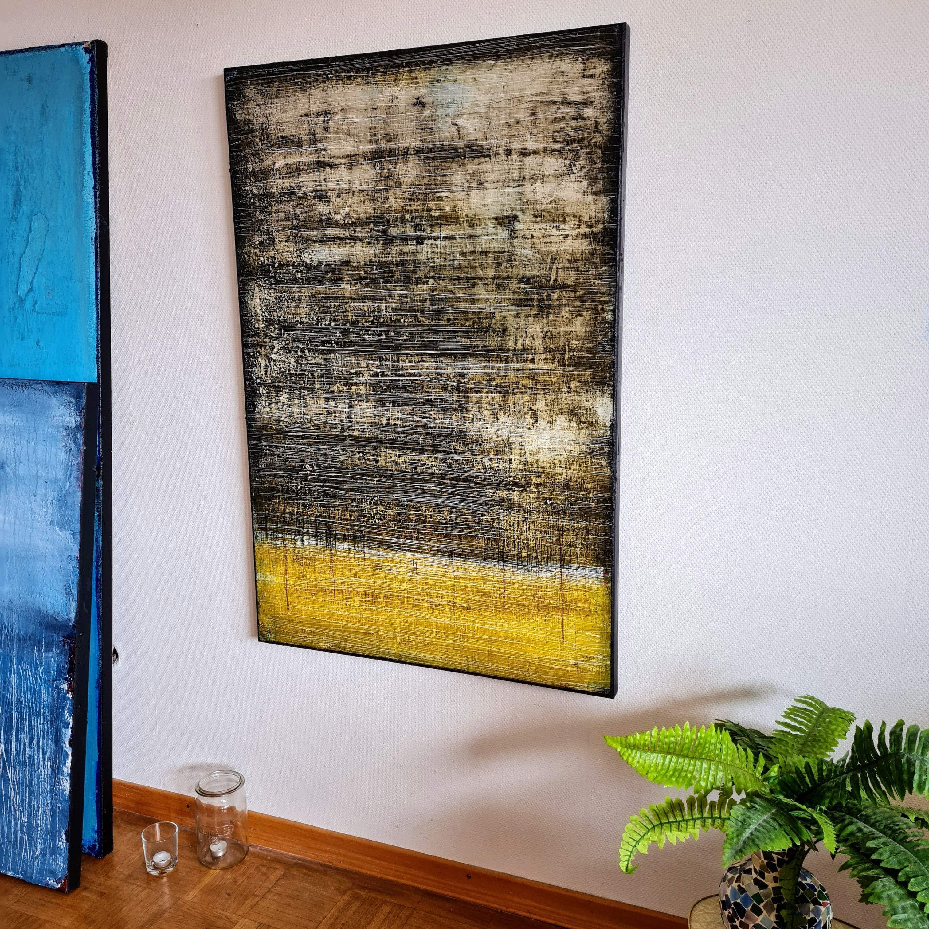 Personalisierte Auftragskunst und Gemälde: schwarz-gelbes-bild-modern – Kategorie: Originalgemälde – Hersteller: 