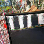 Abstraktes Gemälde – Am Kanal – Zeitgenössische Kunst in Wohnraumansicht