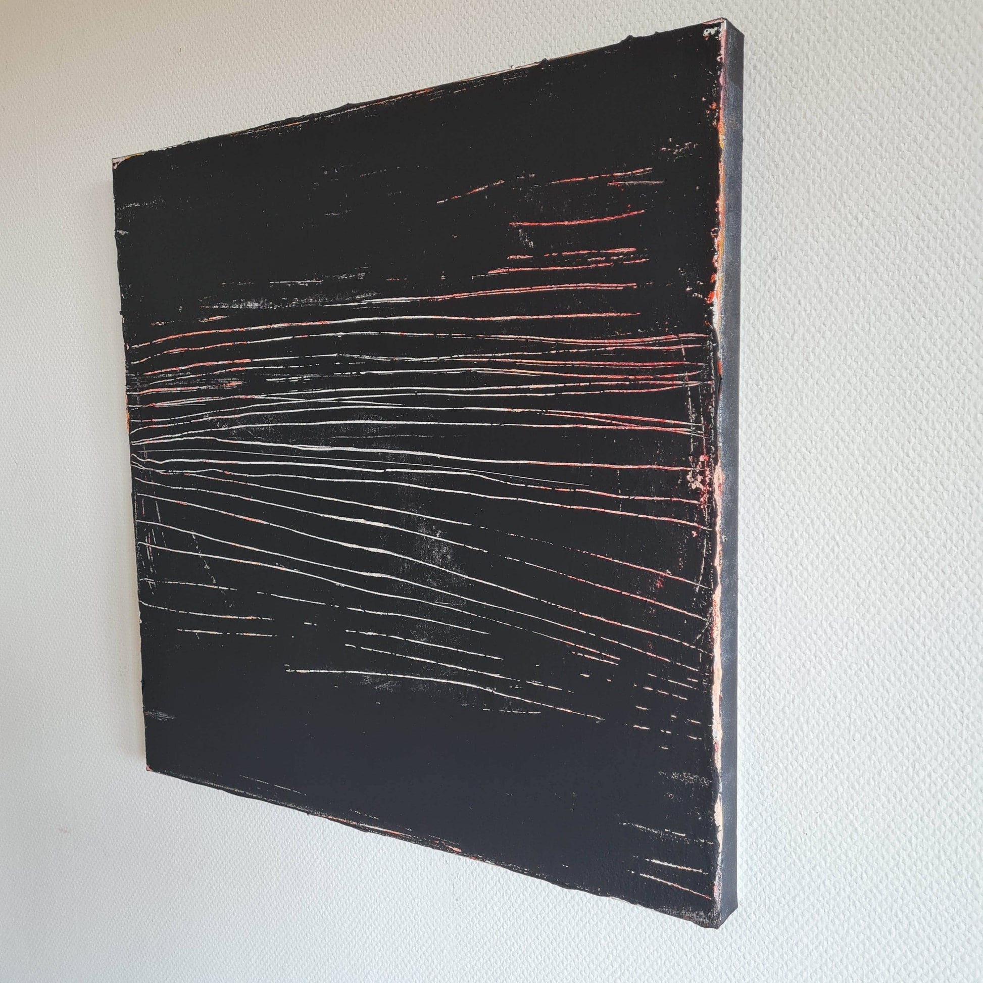  vorhandenes Unikat: Immer dem Weg entlang / 60 x 60 cm / schwarzweiss  abstrakte acrylbilder auf leinwand