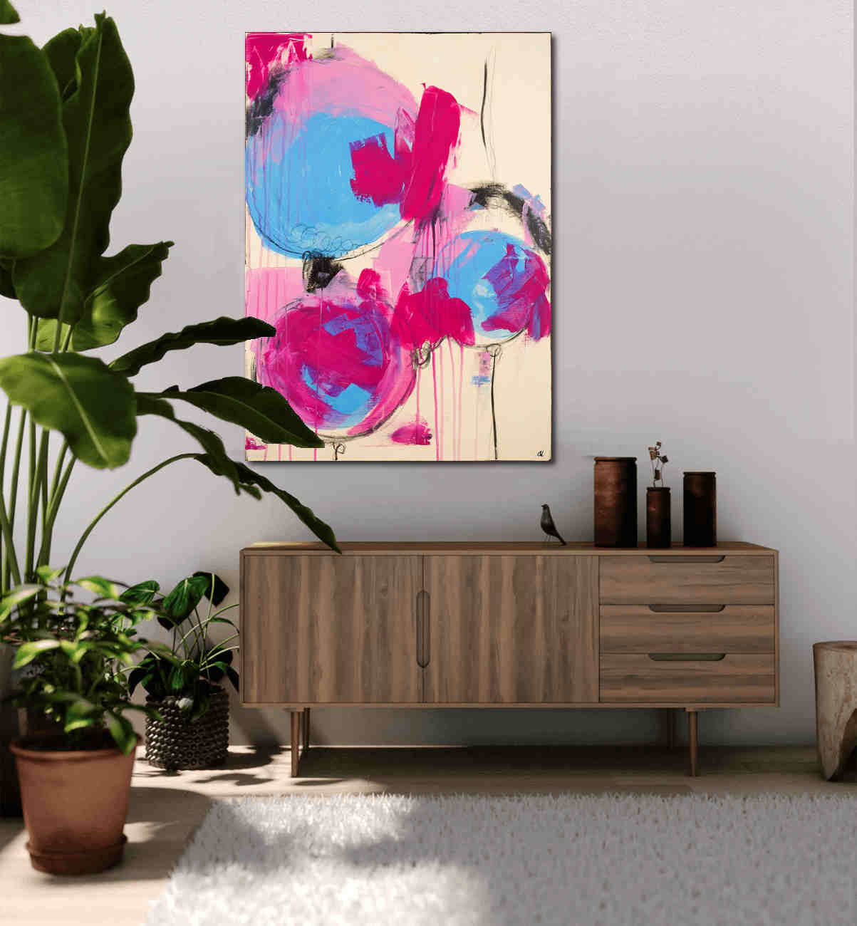 Personalisierte Auftragskunst und Gemälde: abstraktes-bild-pink-rot – Kategorie: Originalgemälde – Hersteller: 