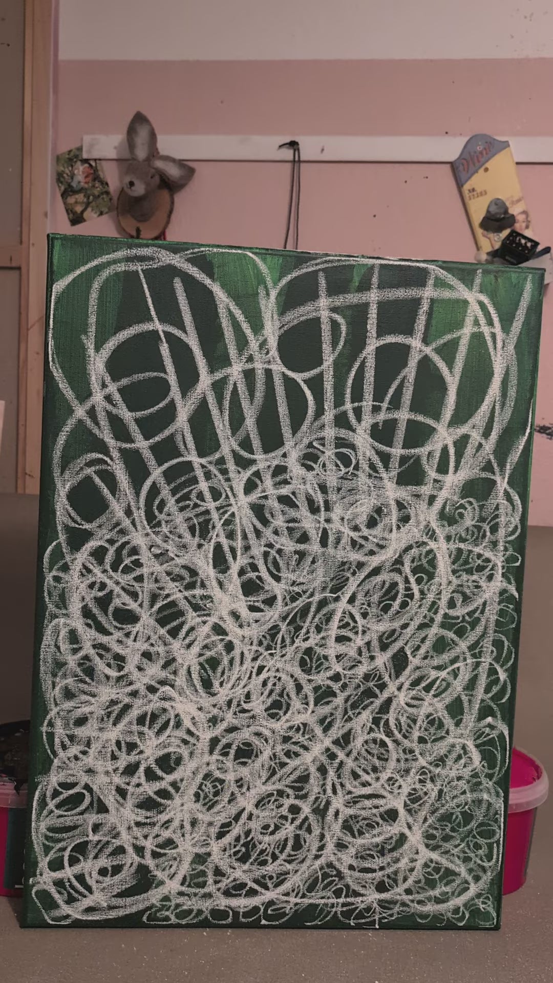 Abstraktes Gemälde Grün für Lounge – Waldgeflecht 50x70cm Grün – Lounge Einzelstück