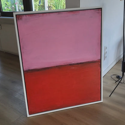 Abstrakte Malerei in Pink und Rot - Zwei Ansichten