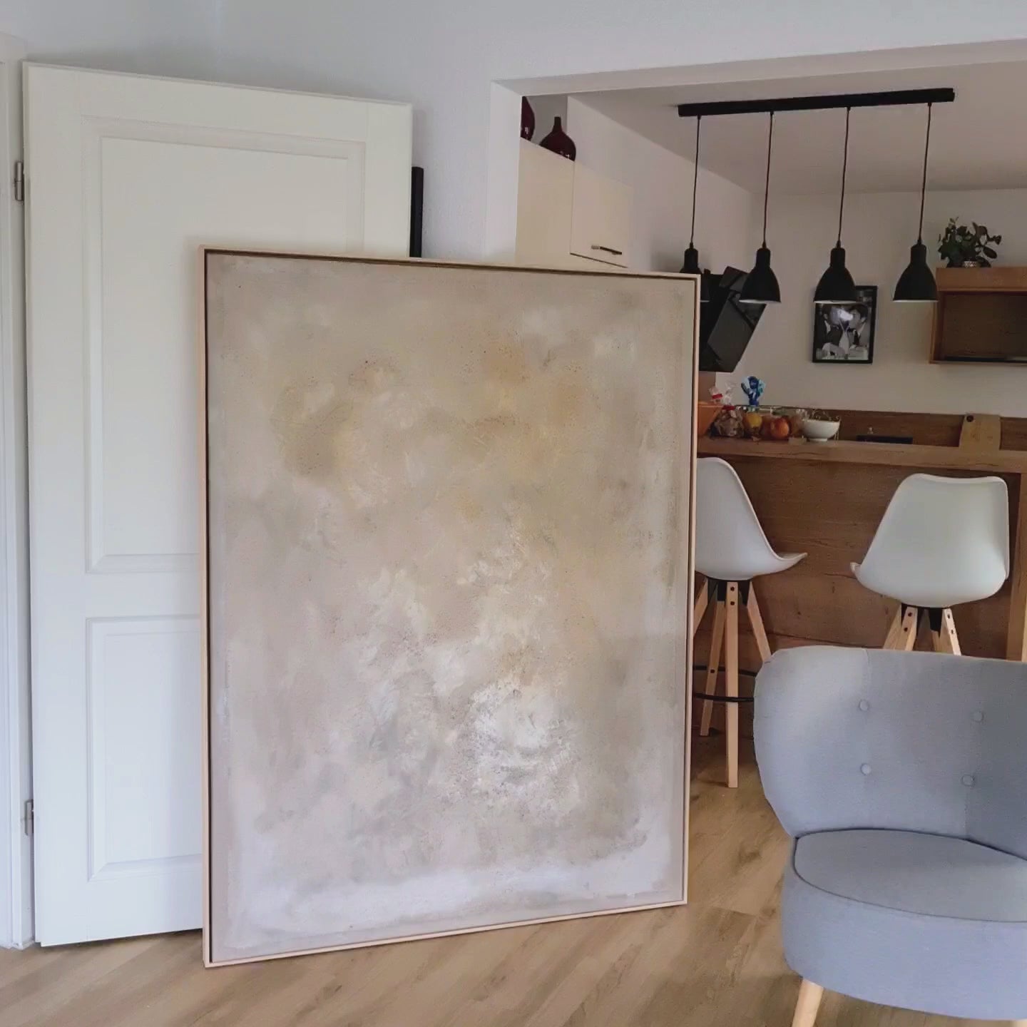 Abstraktes Gemälde – Spurensuche-bild-in-beige