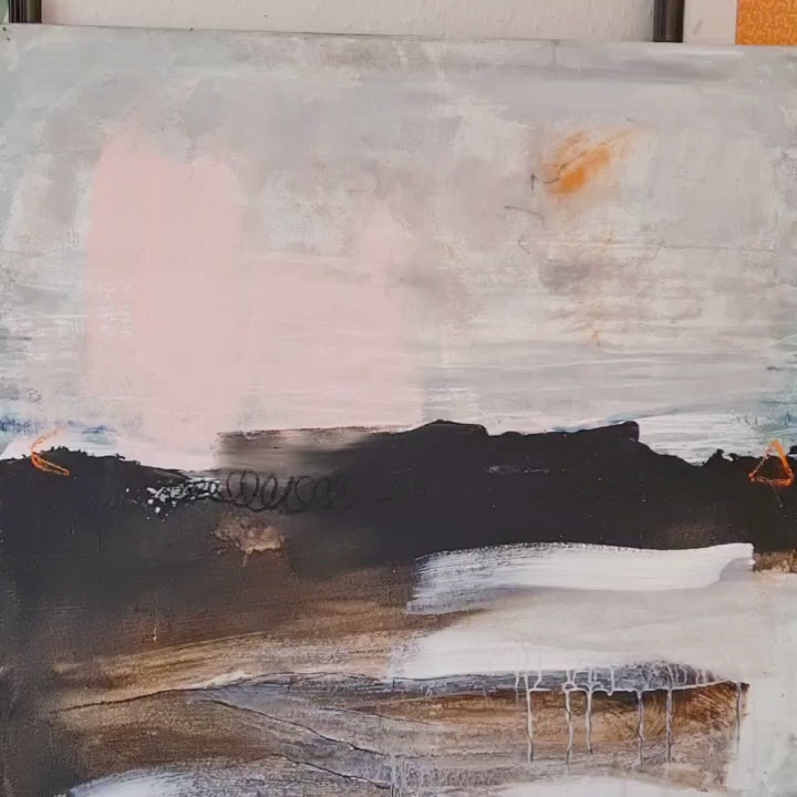 Großformatige abstrakte Kunst in Weiß für moderne Architektur