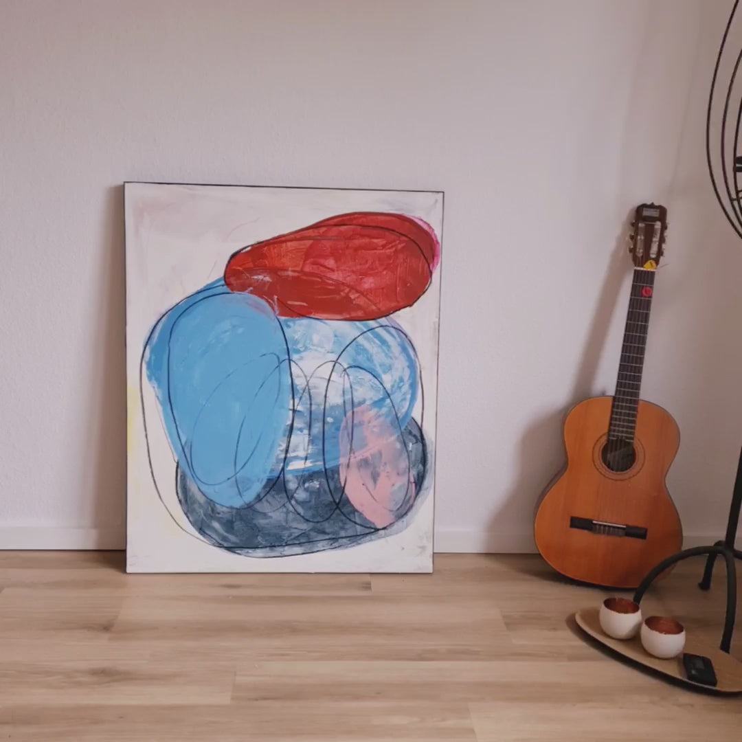 Blaues Originalgemälde für ruhige Wohnraumgestaltung