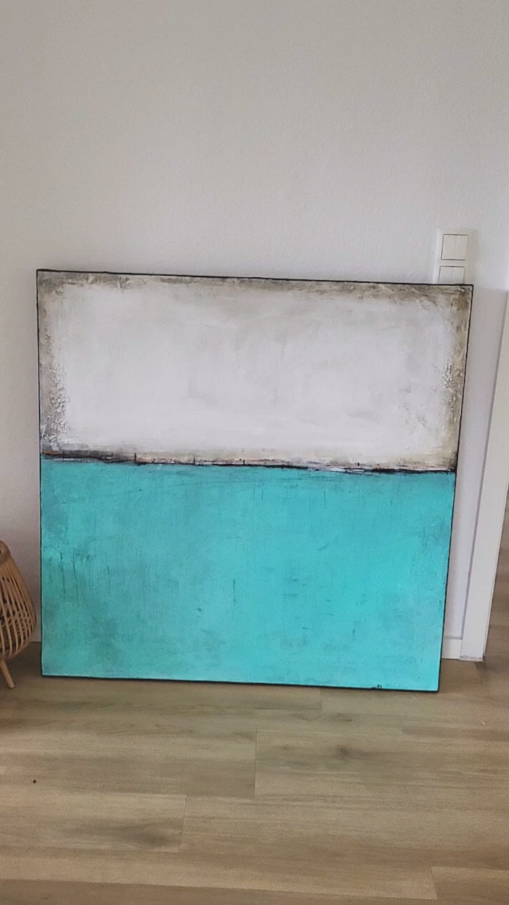 Wir schauen einfach mal - Bild in türkis weiß