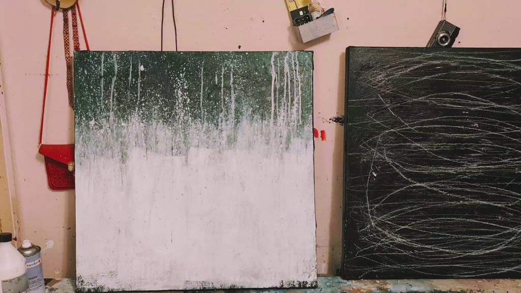 Bilder Duo in grün weiss und schwarz