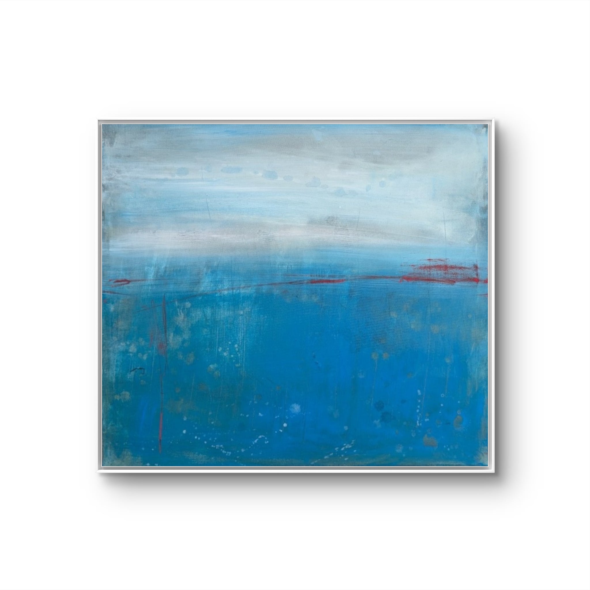 160.0cm cm großes blaues Original Gemälde Blaues Bild Horizont der Resonanz sofort lieferbar – großes Leinwandbild für Wohnzimmer über Sofa, direkt versandbereit