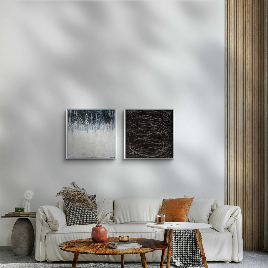 Bilder Duo in grün weiss und schwarz