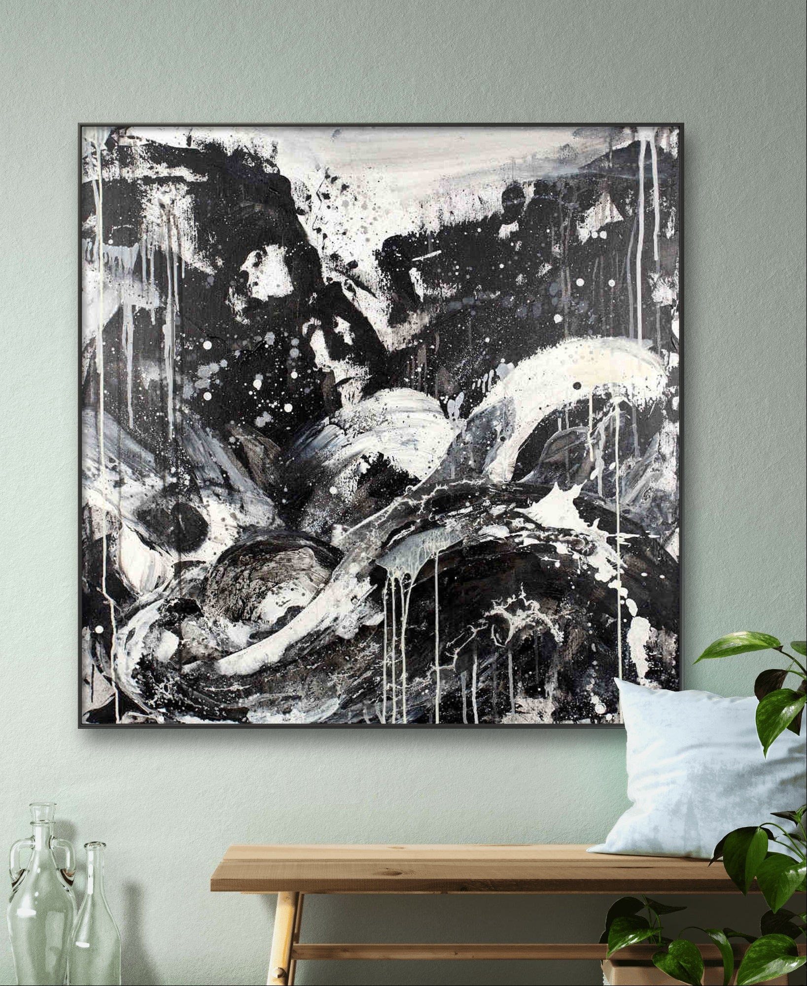 Personalisierte Auftragskunst und Gemälde: schwarzwei-bild-100-x-100-cm-schwung – Kategorie: Originalgemälde – Hersteller: 