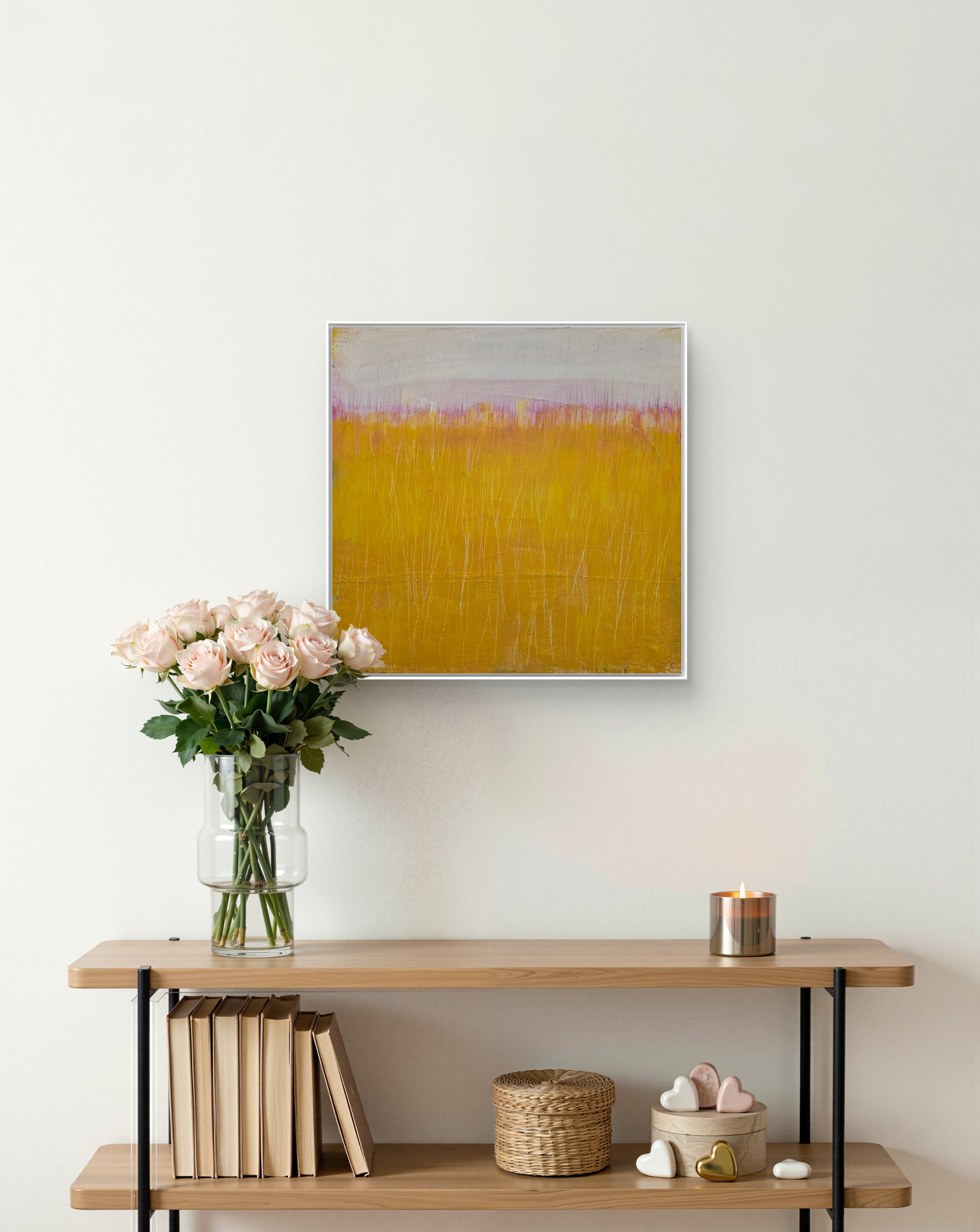 Abstraktes Gemälde Gelb – Gelbes Bild Sommwiese 80 X 80 Cm Einzelstück