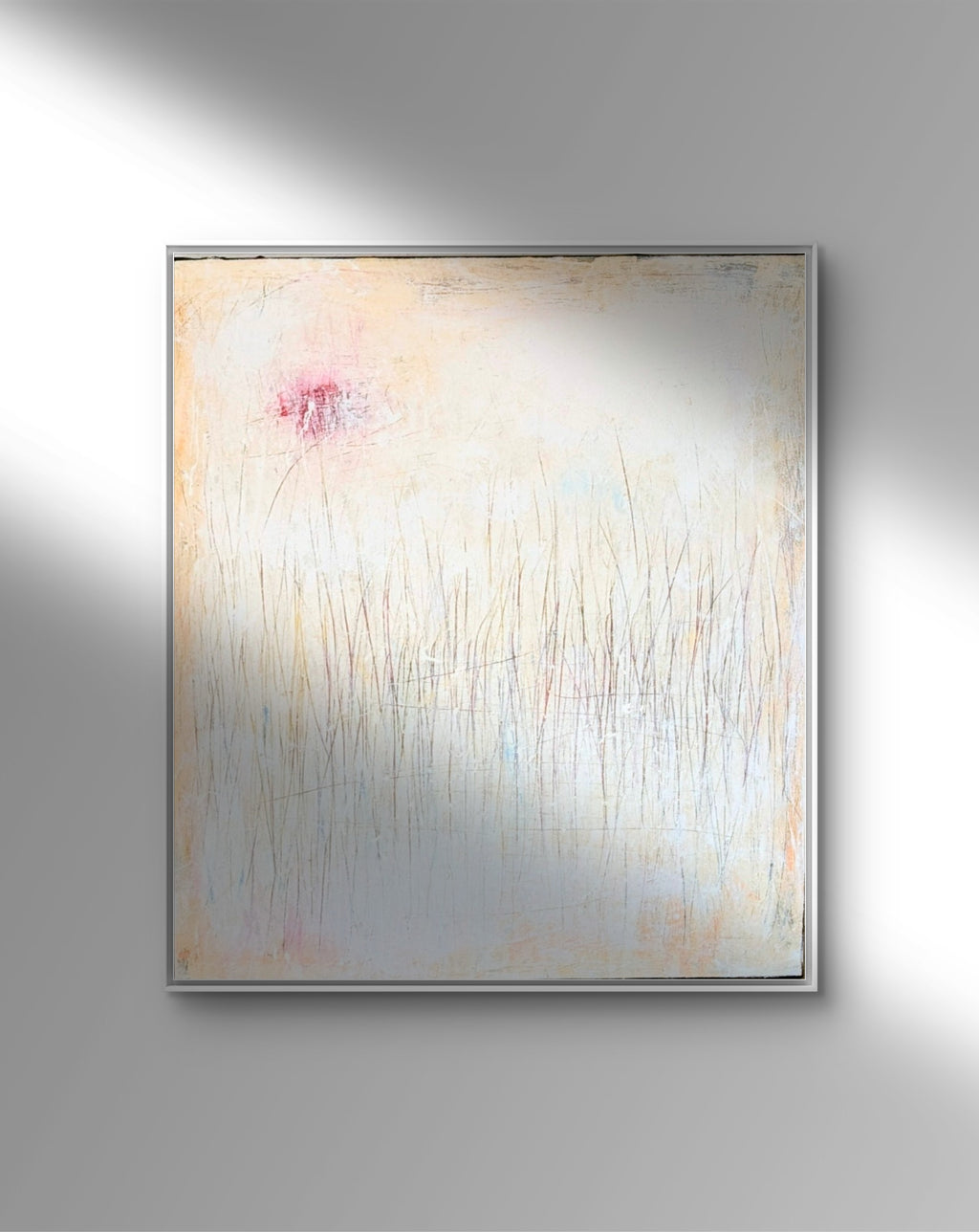 Abstraktes Gemälde – Gedankenregen Creme