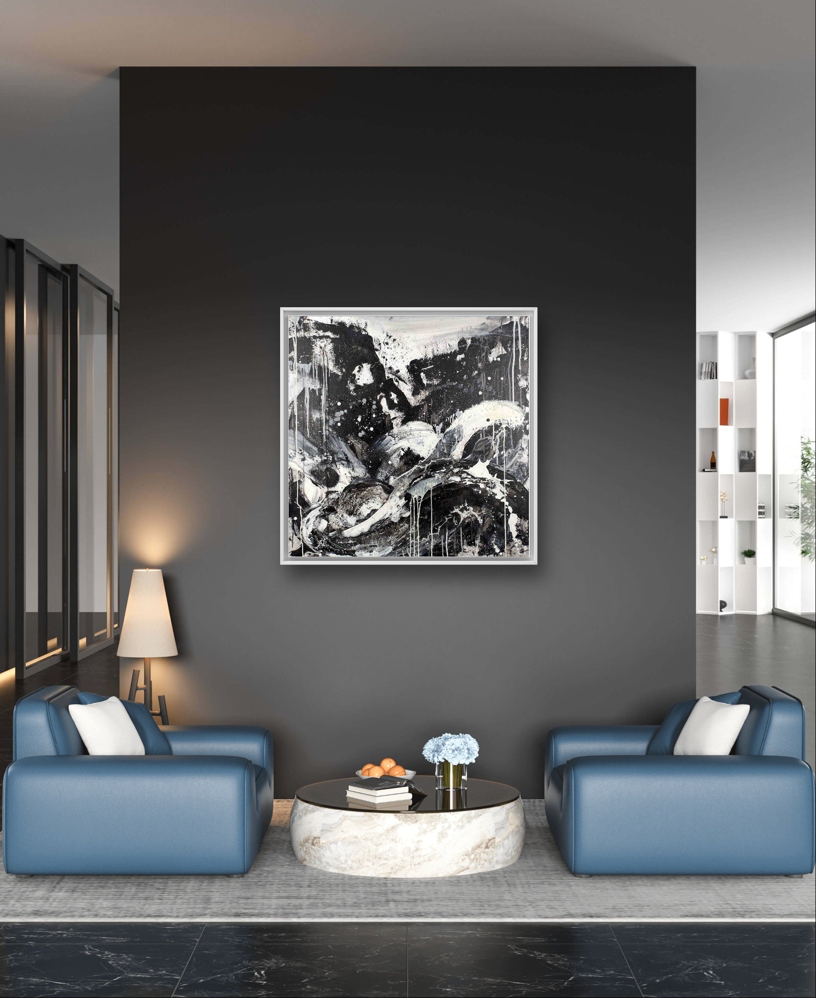 Personalisierte Auftragskunst und Gemälde: schwarzwei-bild-100-x-100-cm-schwung – Kategorie: Originalgemälde – Hersteller: 