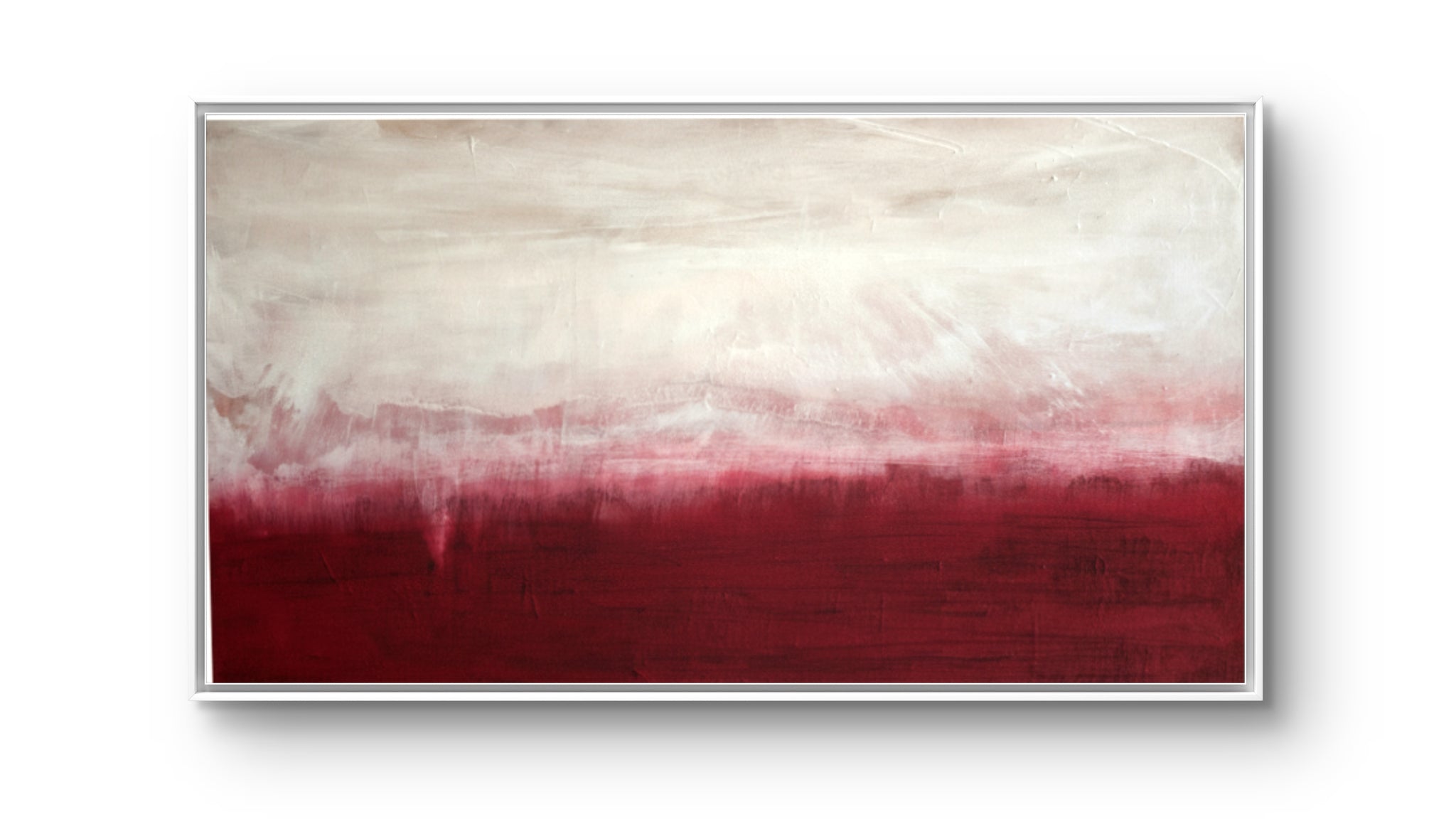 Zwischen Himmel und Erde - Bild Weinrot Weiß – sofort versandbereites Leinwandbild in nan, großes Kunstwerk für moderne Wohnräume