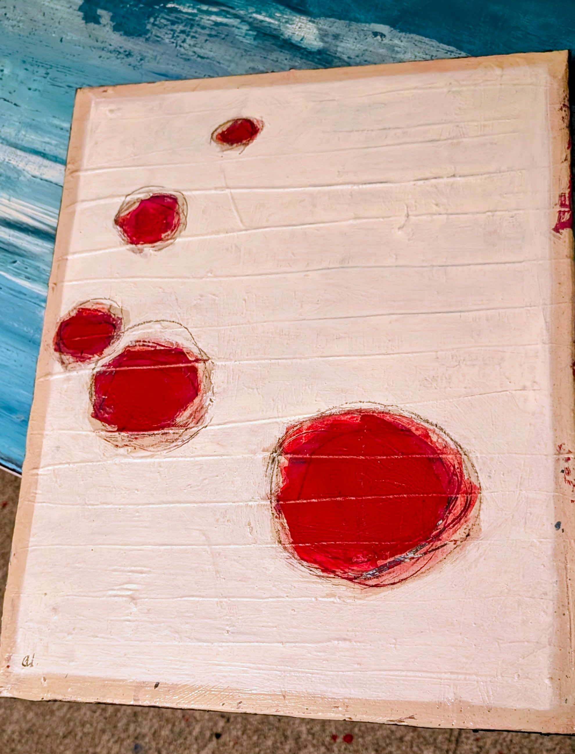 Nachhause kommen - beige rot – sofort versandbereites Leinwandbild in nan, großes Kunstwerk für moderne Wohnräume