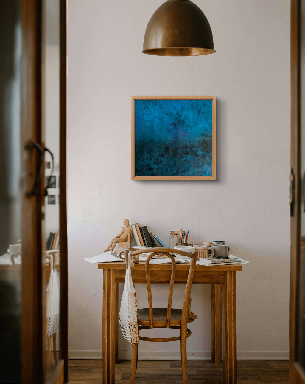 Blaue Studie auf Rolle