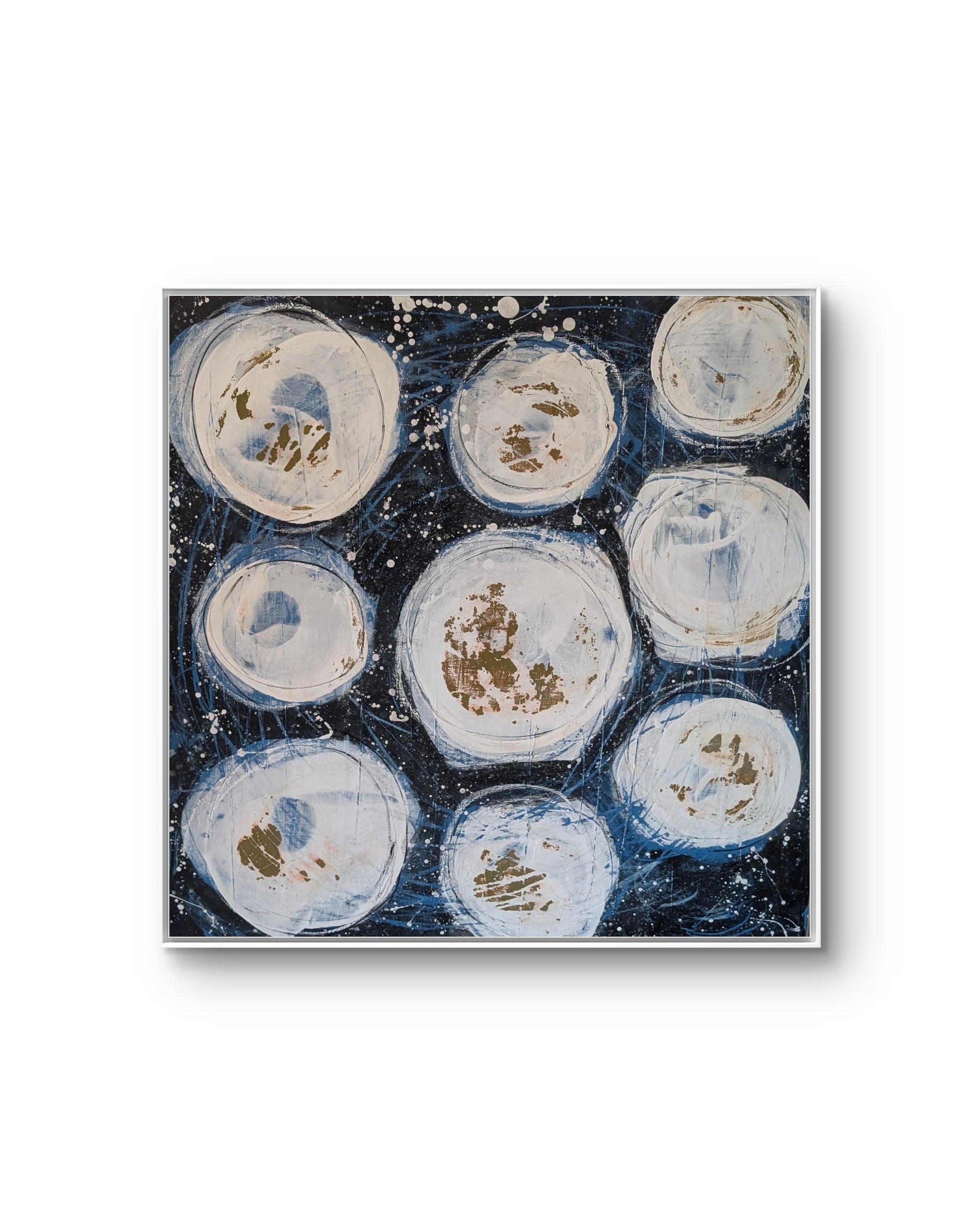 110.0cm cm großes natur; blau; beige; geometrisch; schwarzes Original Gemälde Schwarz-weiß Bild - Weltenbummler sofort lieferbar – großes Leinwandbild für Wohnzimmer über Sofa, direkt versandbereit