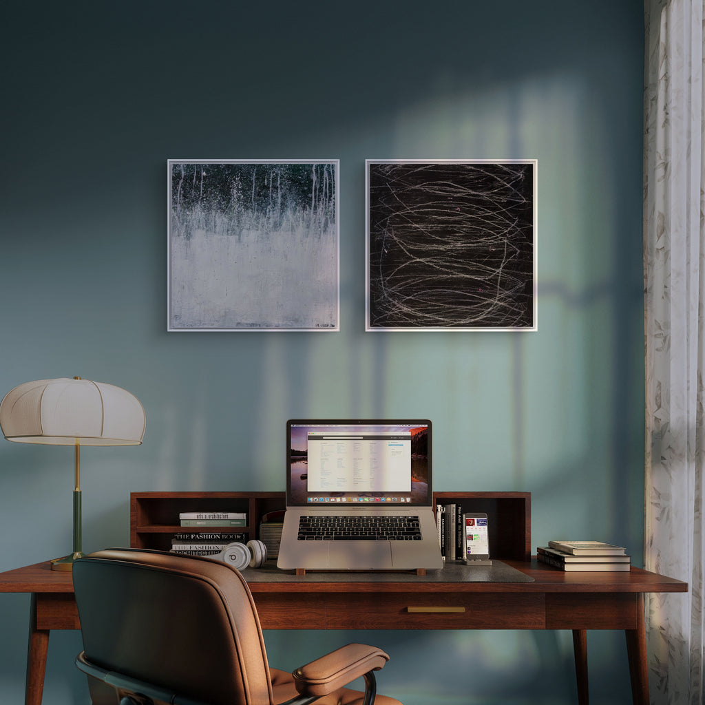 Bilder Duo in grün weiss und schwarz