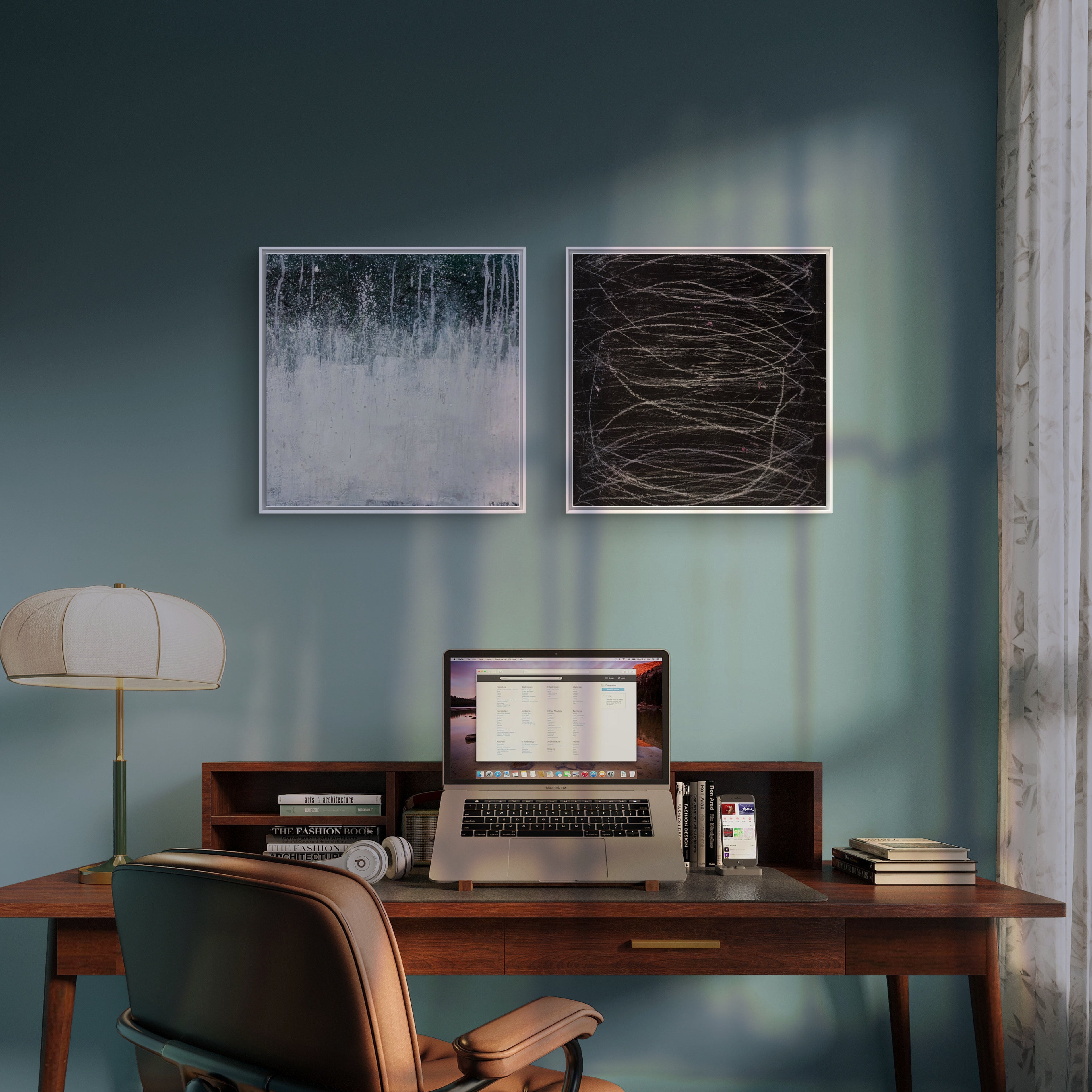 Bilder Duo in grün weiss und schwarz