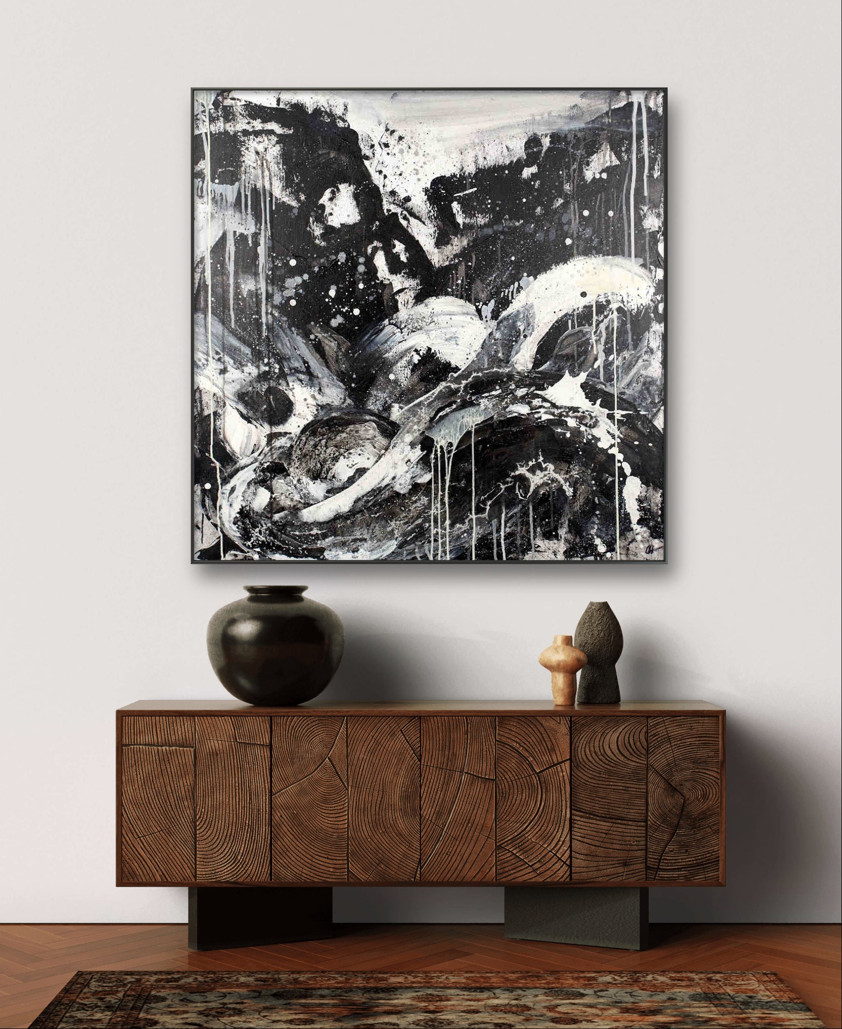 Personalisierte Auftragskunst und Gemälde: schwarzwei-bild-100-x-100-cm-schwung – Kategorie: Originalgemälde – Hersteller: 