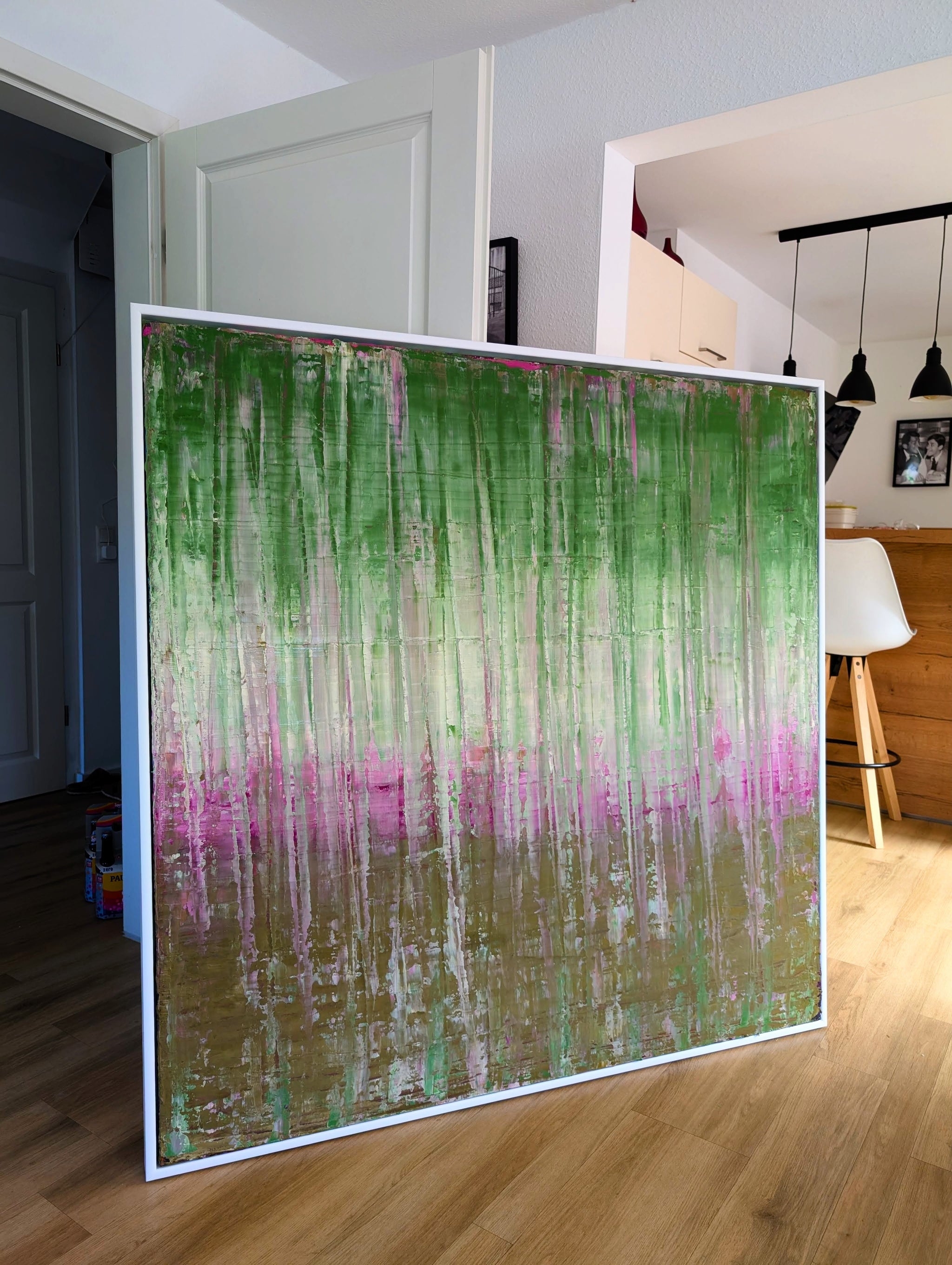 Waldbaden grünes xxl Bild – sofort versandbereites Leinwandbild in nan, großes Kunstwerk für moderne Wohnräume