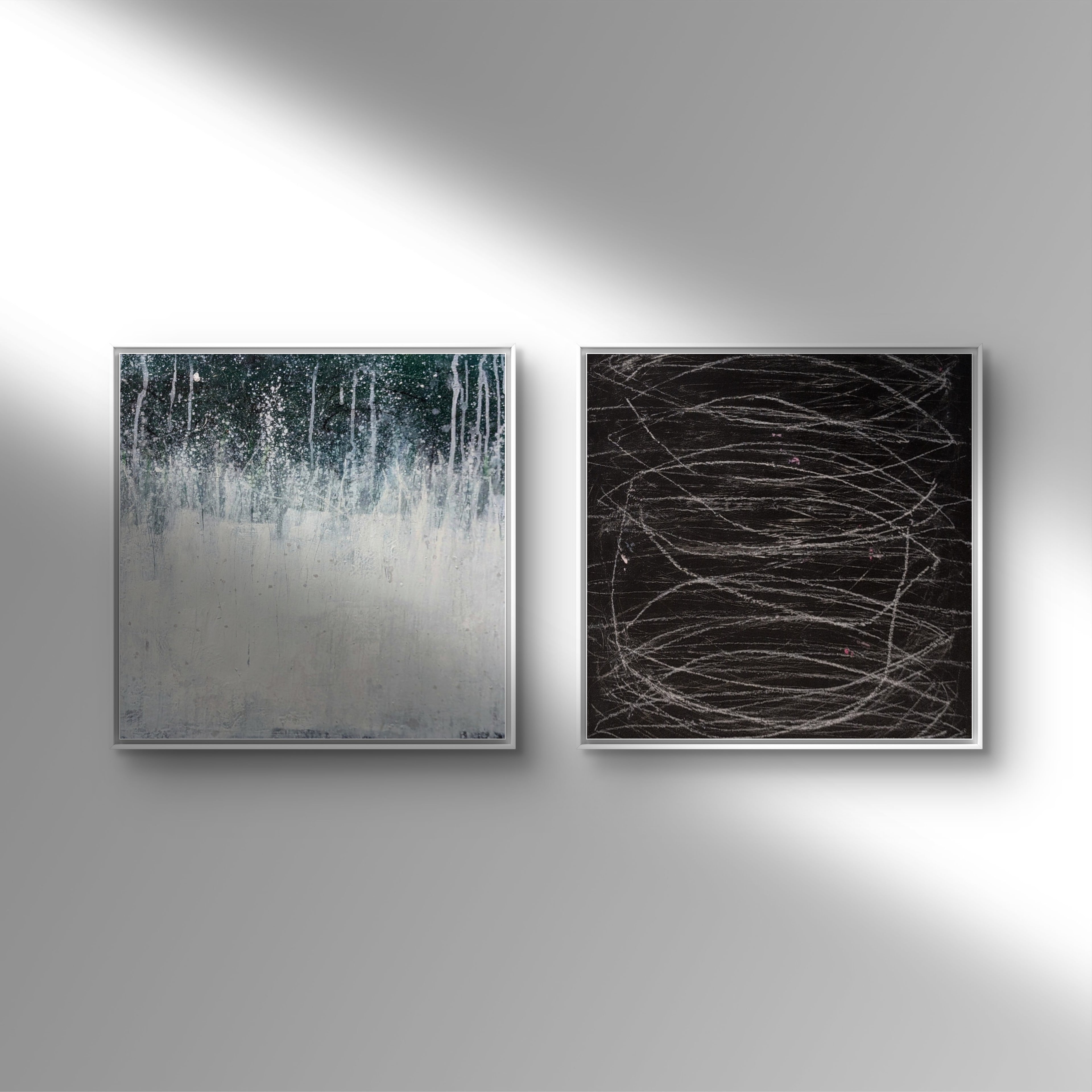 Bilder Duo in grün weiss und schwarz