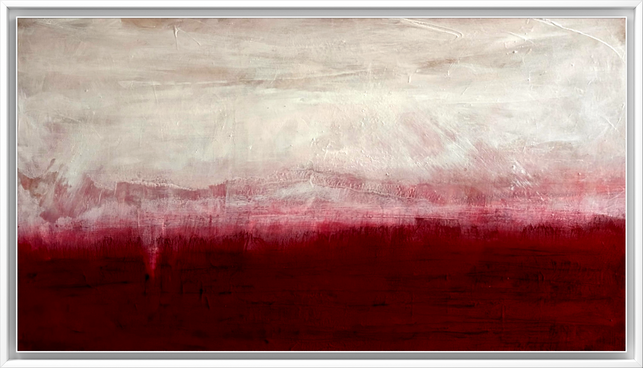 Zwischen Himmel und Erde - Bild Weinrot Weiß – sofort versandbereites Leinwandbild in nan, großes Kunstwerk für moderne Wohnräume