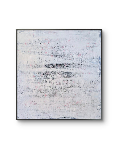 120.0cm cm großes weiss; schwarz; rosaes Original Gemälde Weisses Bild 60 x 60 cm Blaue Stunde sofort lieferbar – großes Leinwandbild für Wohnzimmer über Sofa, direkt versandbereit