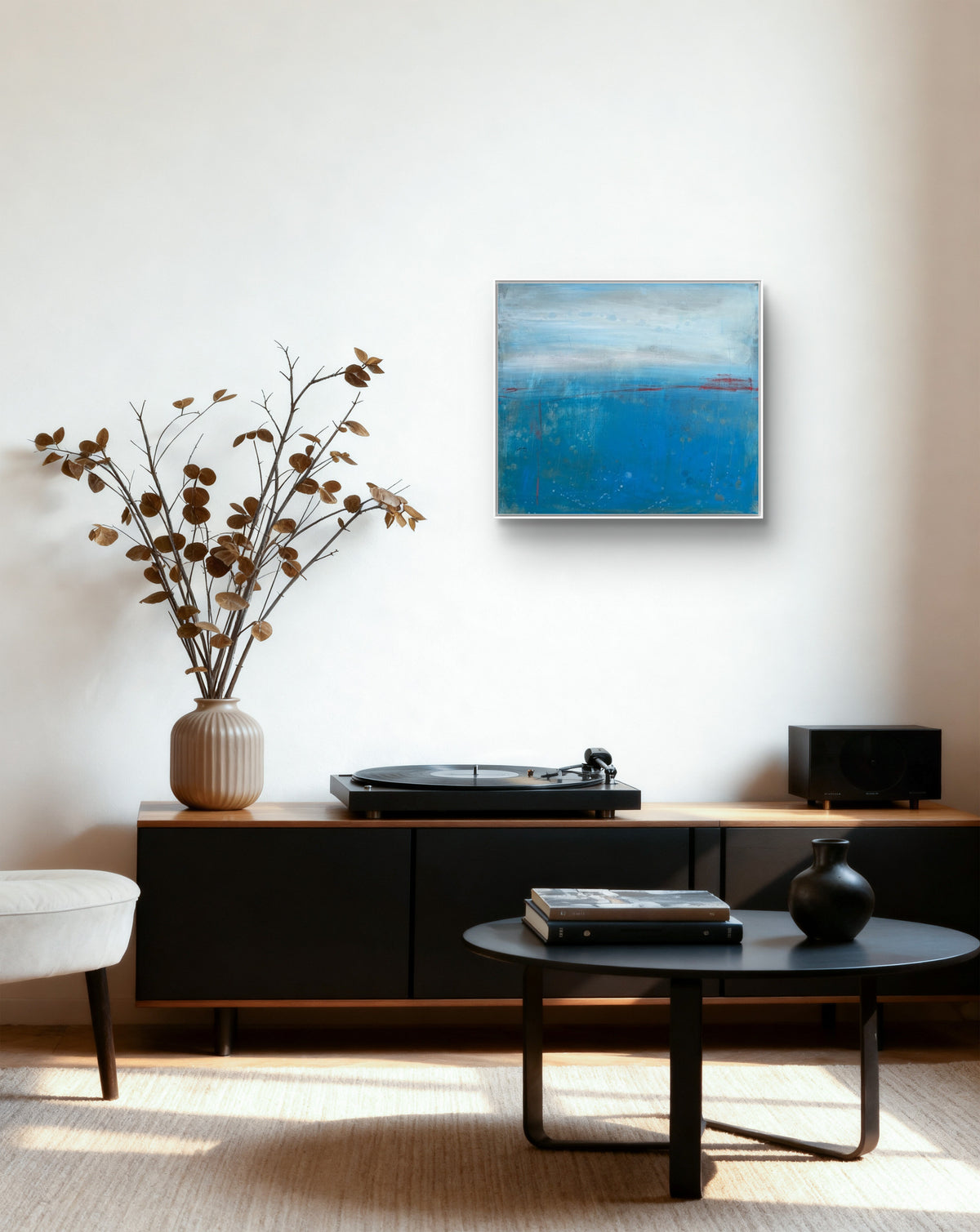 Abstraktes Gemälde Blau – Horizont Der Resonanz Blau 70 X 50 cm Schlafzimmer Einzelstück – XXL Kunstwerk als Blickfang im Wohnraum