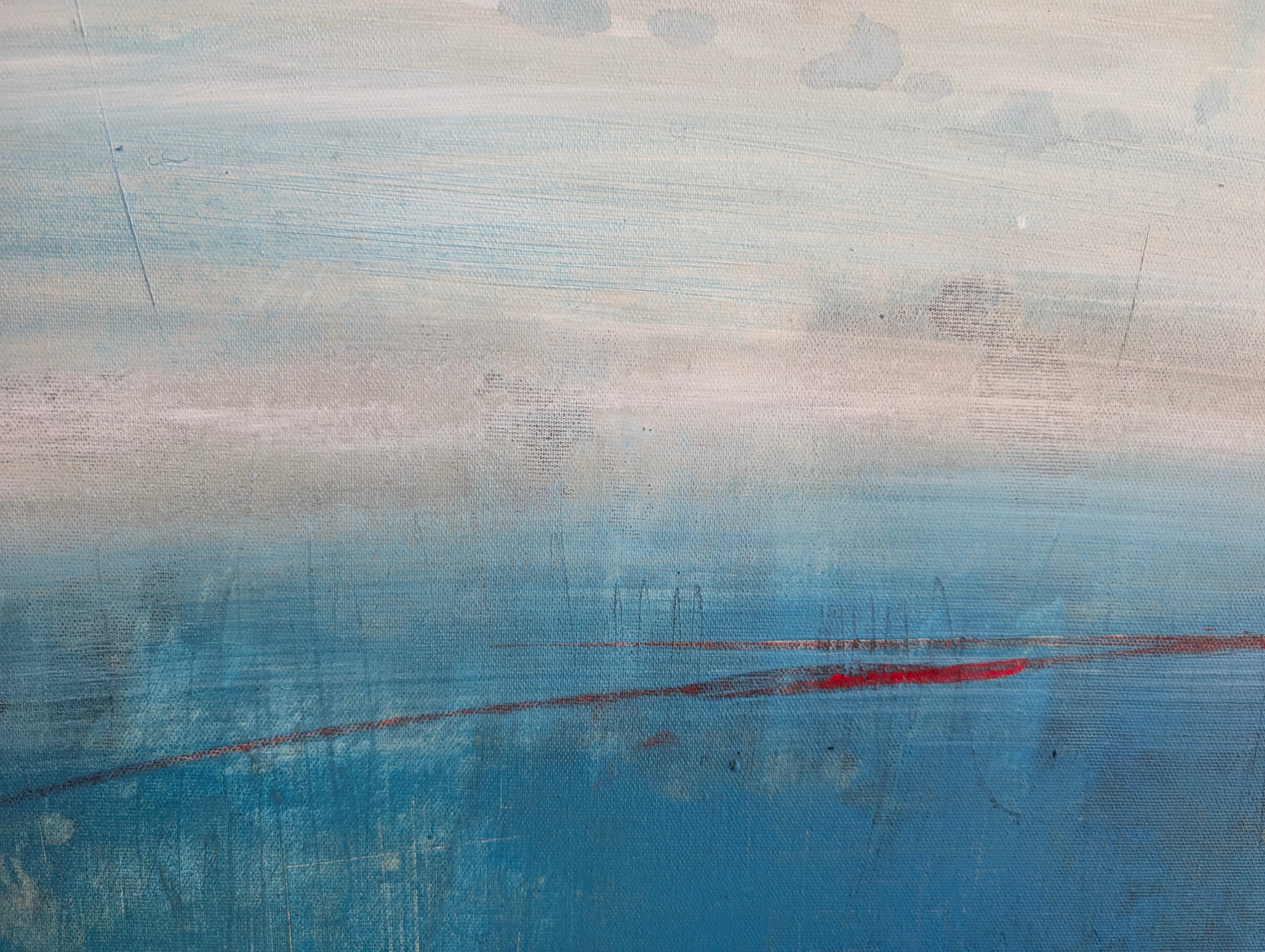 Blaues Bild Horizont der Resonanz – sofort versandbereites Leinwandbild in nan, großes Kunstwerk für moderne Wohnräume