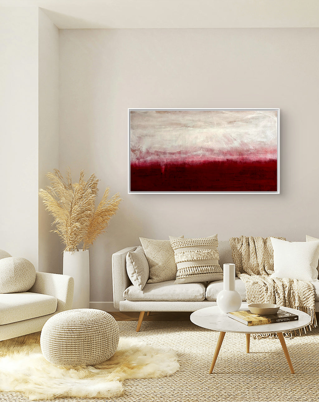 Zwischen Himmel und Erde - Bild Weinrot Weiß