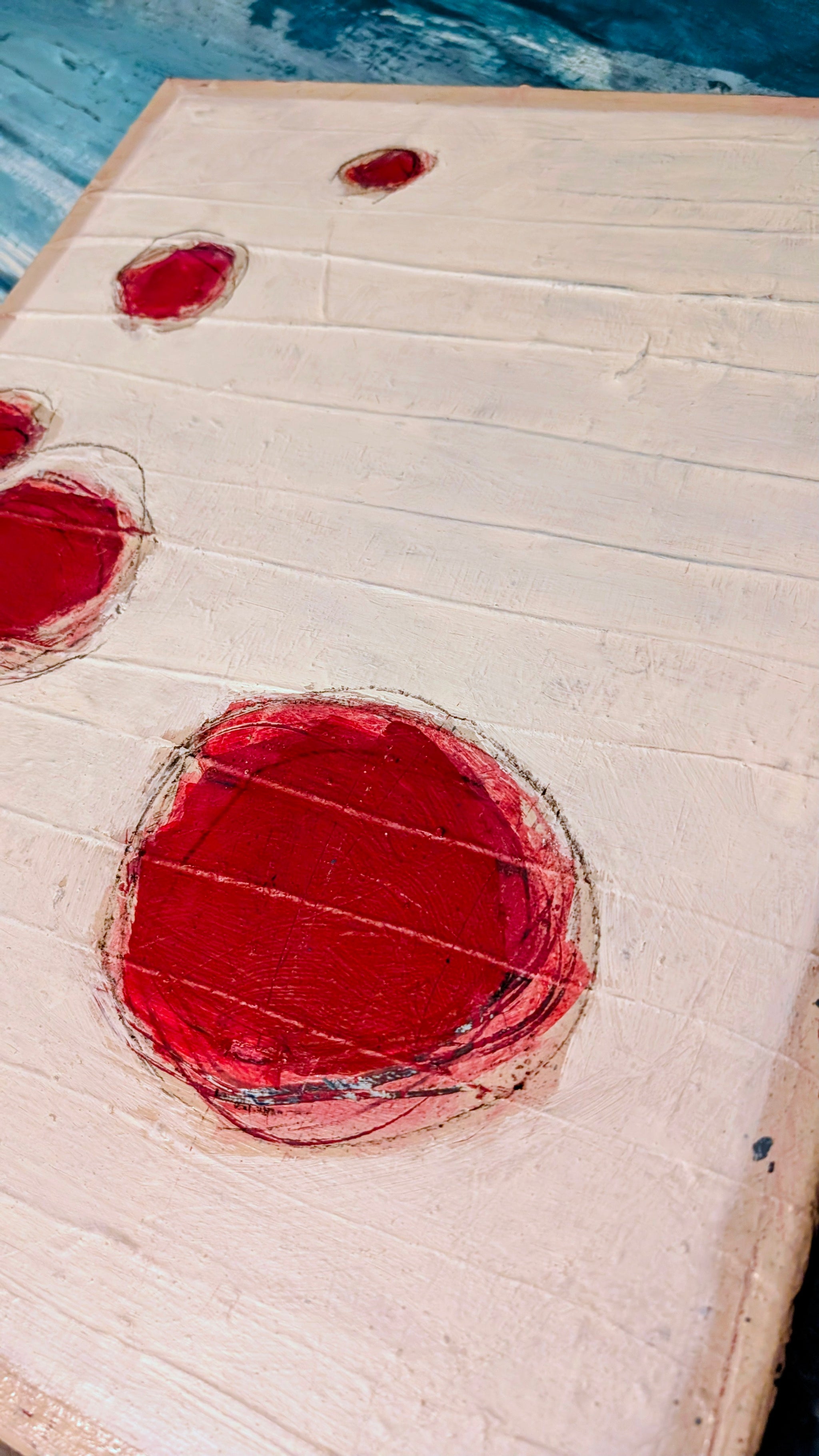 Nachhause kommen - beige rot – sofort versandbereites Leinwandbild in nan, großes Kunstwerk für moderne Wohnräume