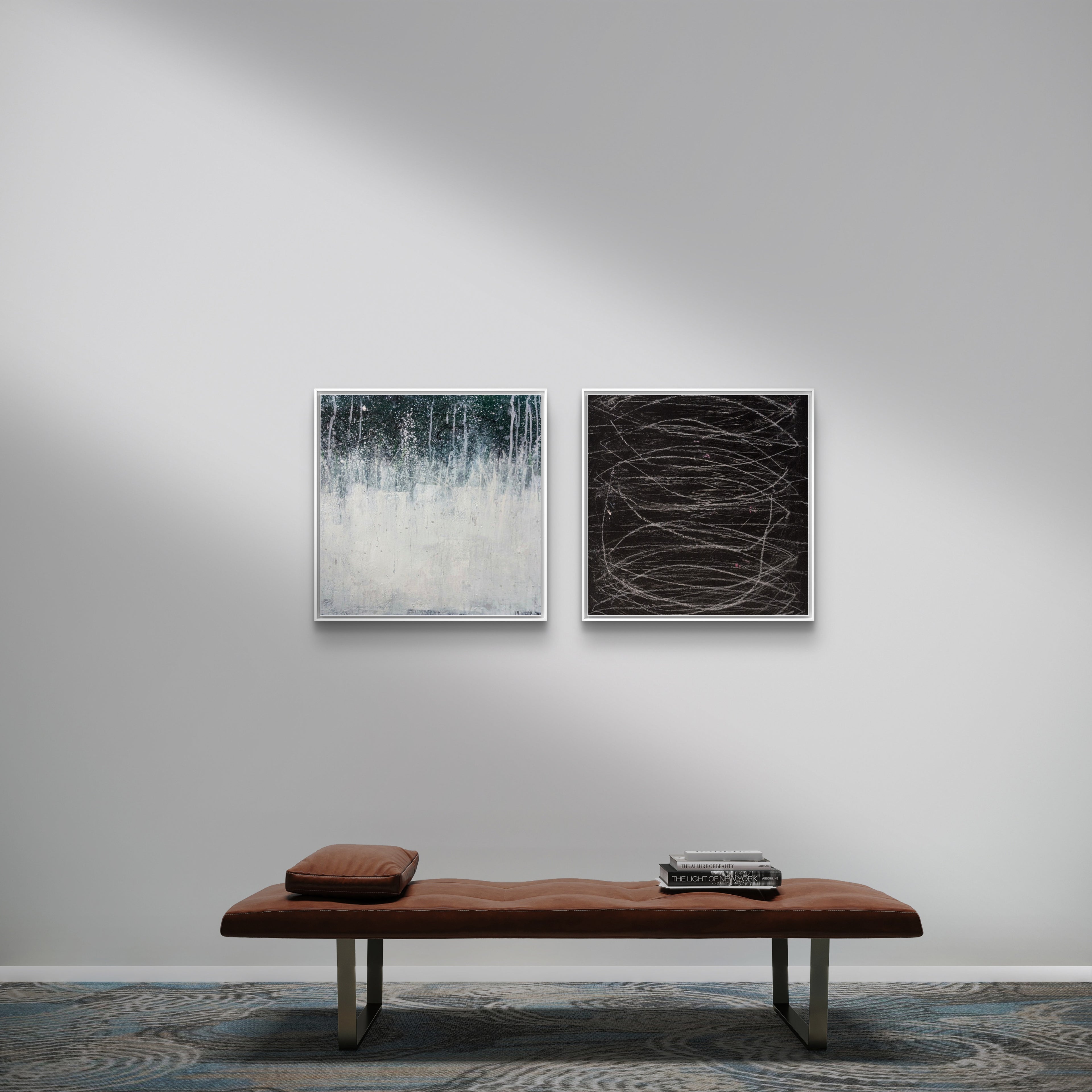 Bilder Duo in grün weiss und schwarz