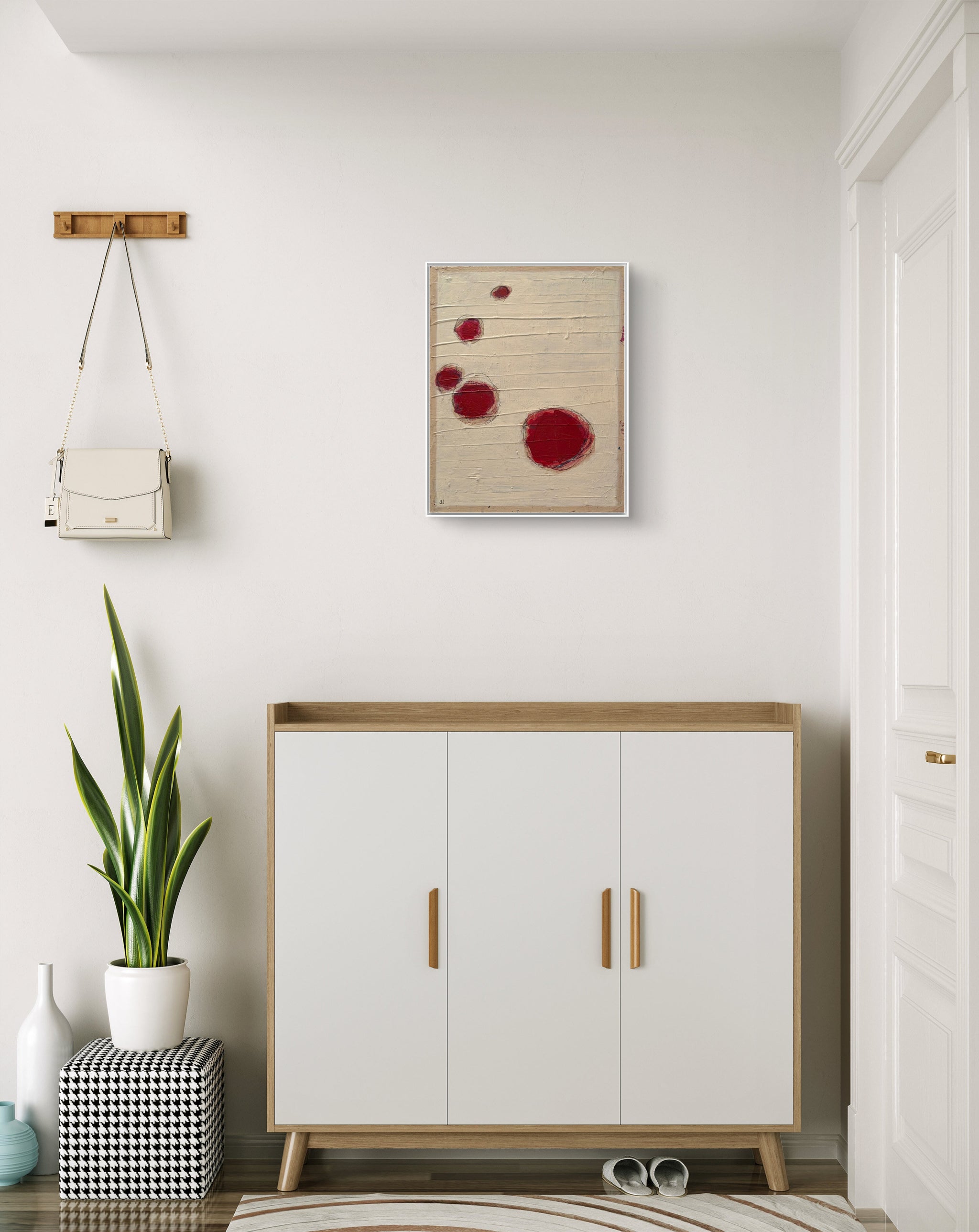 Nachhause kommen - beige rot – sofort versandbereites Leinwandbild in nan, großes Kunstwerk für moderne Wohnräume