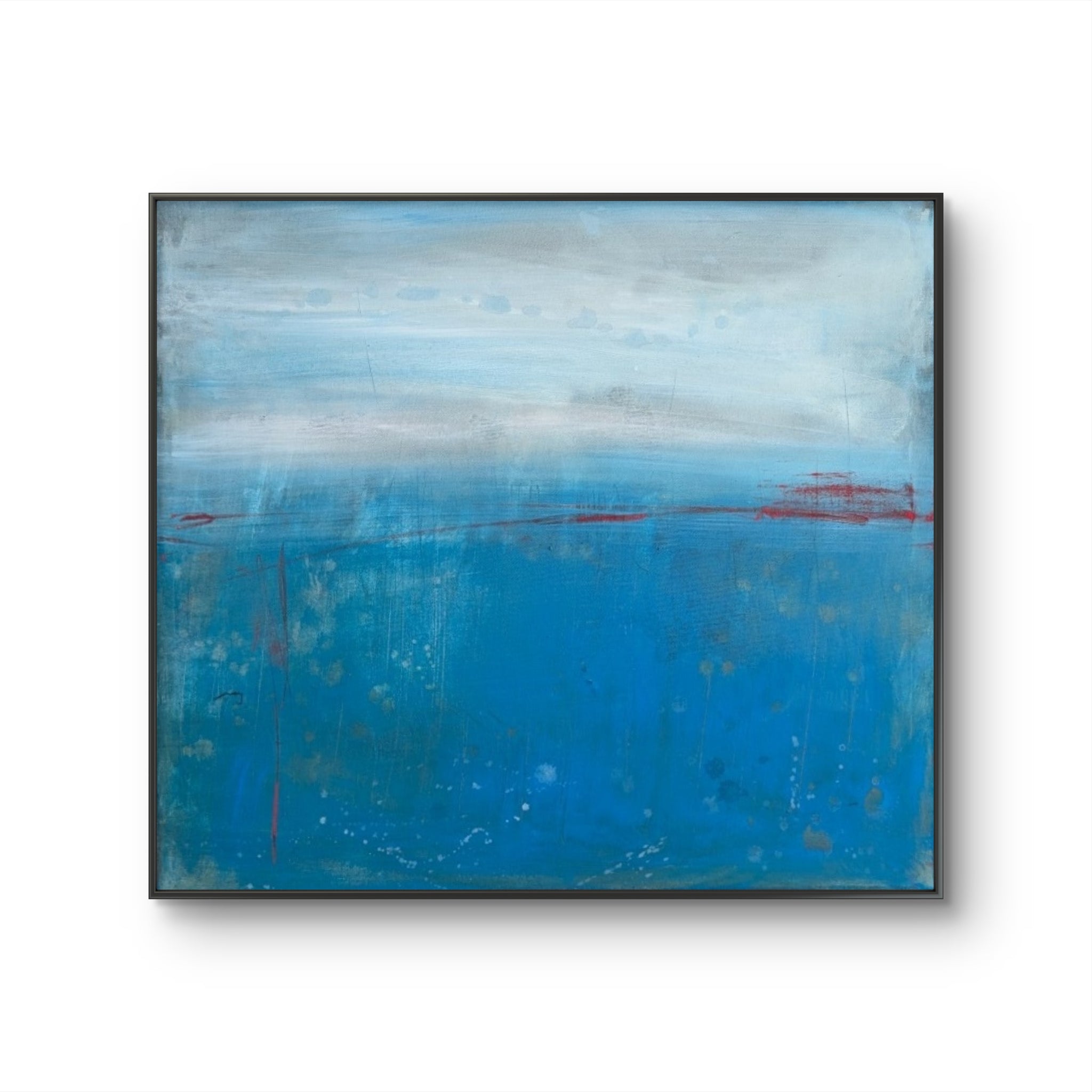 Blaues Bild Horizont der Resonanz – sofort versandbereites Leinwandbild in nan, großes Kunstwerk für moderne Wohnräume