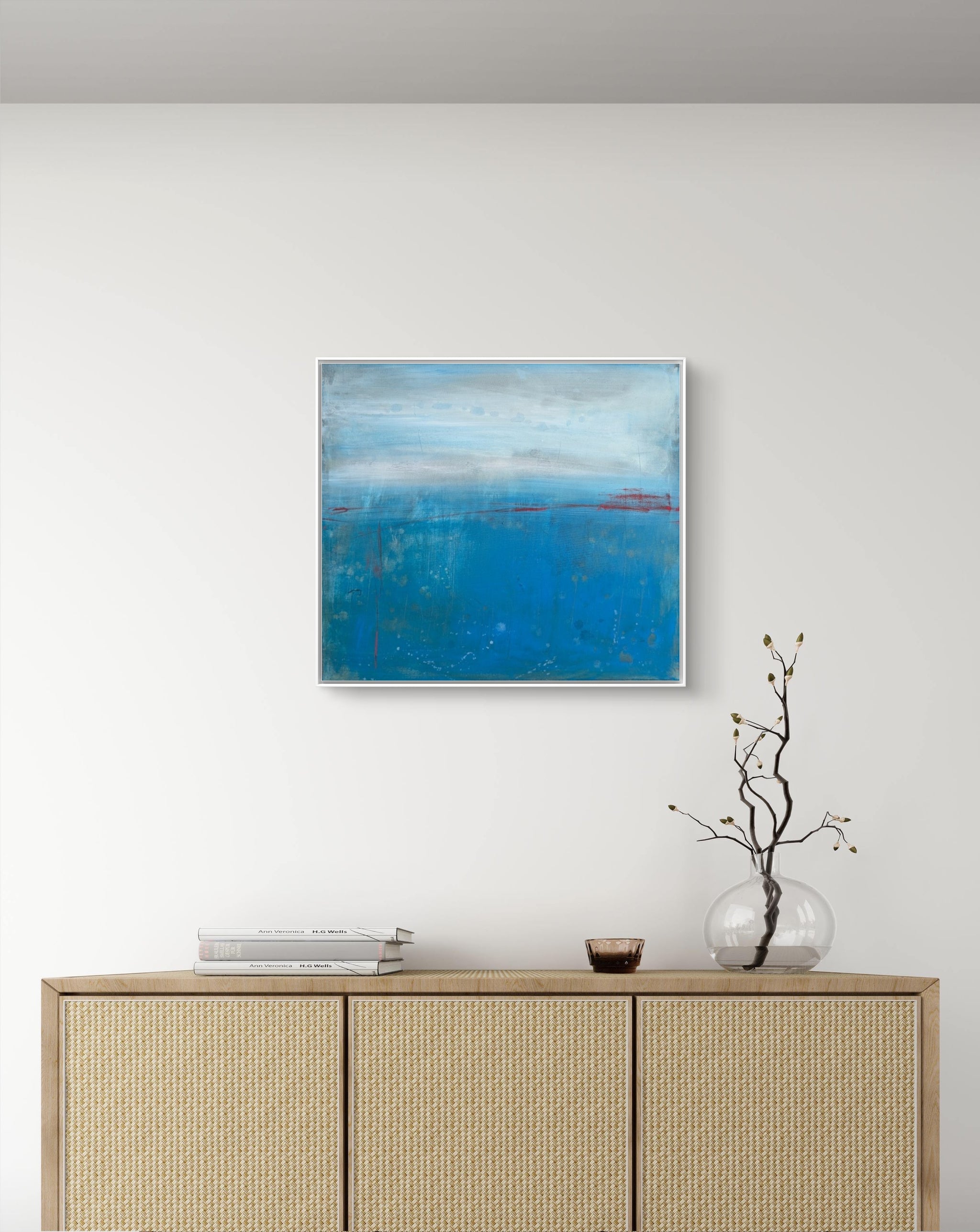 Blaues Bild Horizont der Resonanz – sofort versandbereites Leinwandbild in nan, großes Kunstwerk für moderne Wohnräume